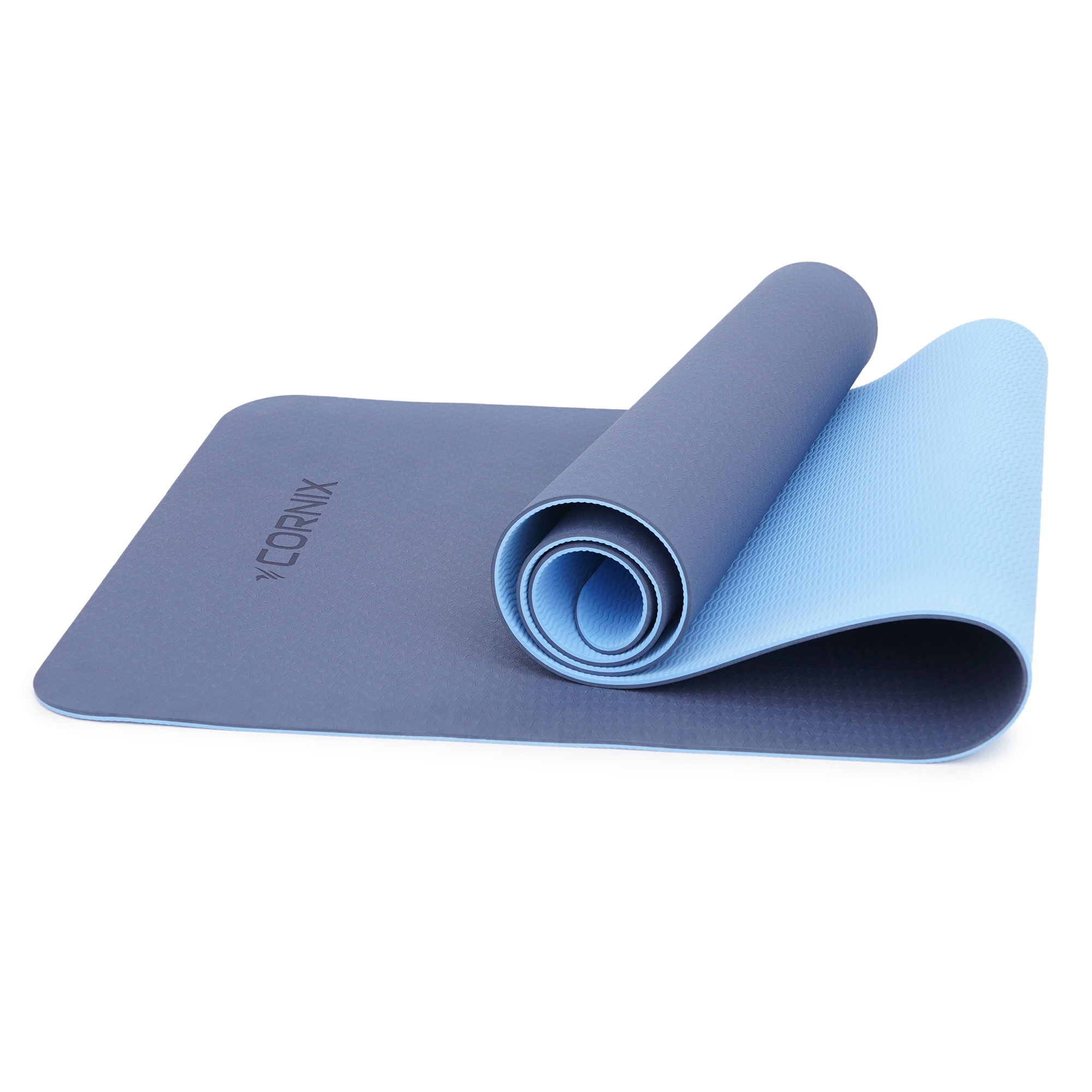 Килимок спортивний Cornix TPE 183 x 61 x 0.6 см для йоги та фітнесу XR-0003 Blue/Sky Blue — фото 4