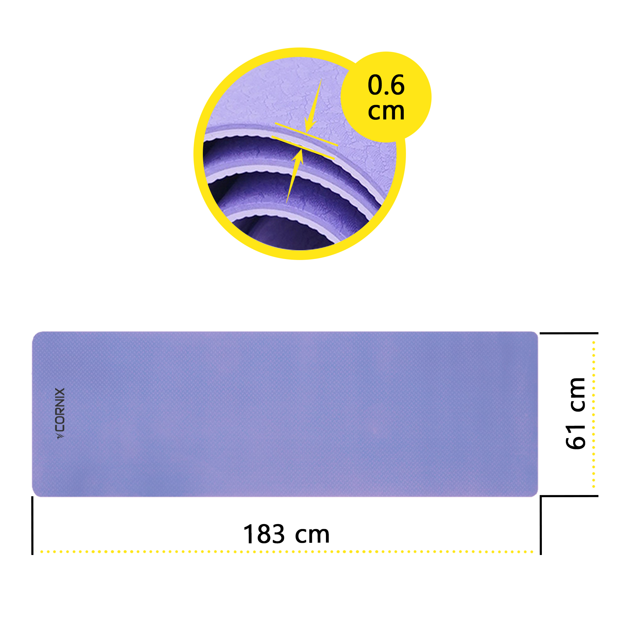 Килимок спортивний Cornix TPE 183 x 61 x 0.6 см для йоги та фітнесу XR-0004 Violet/Purple — мініатюра 7