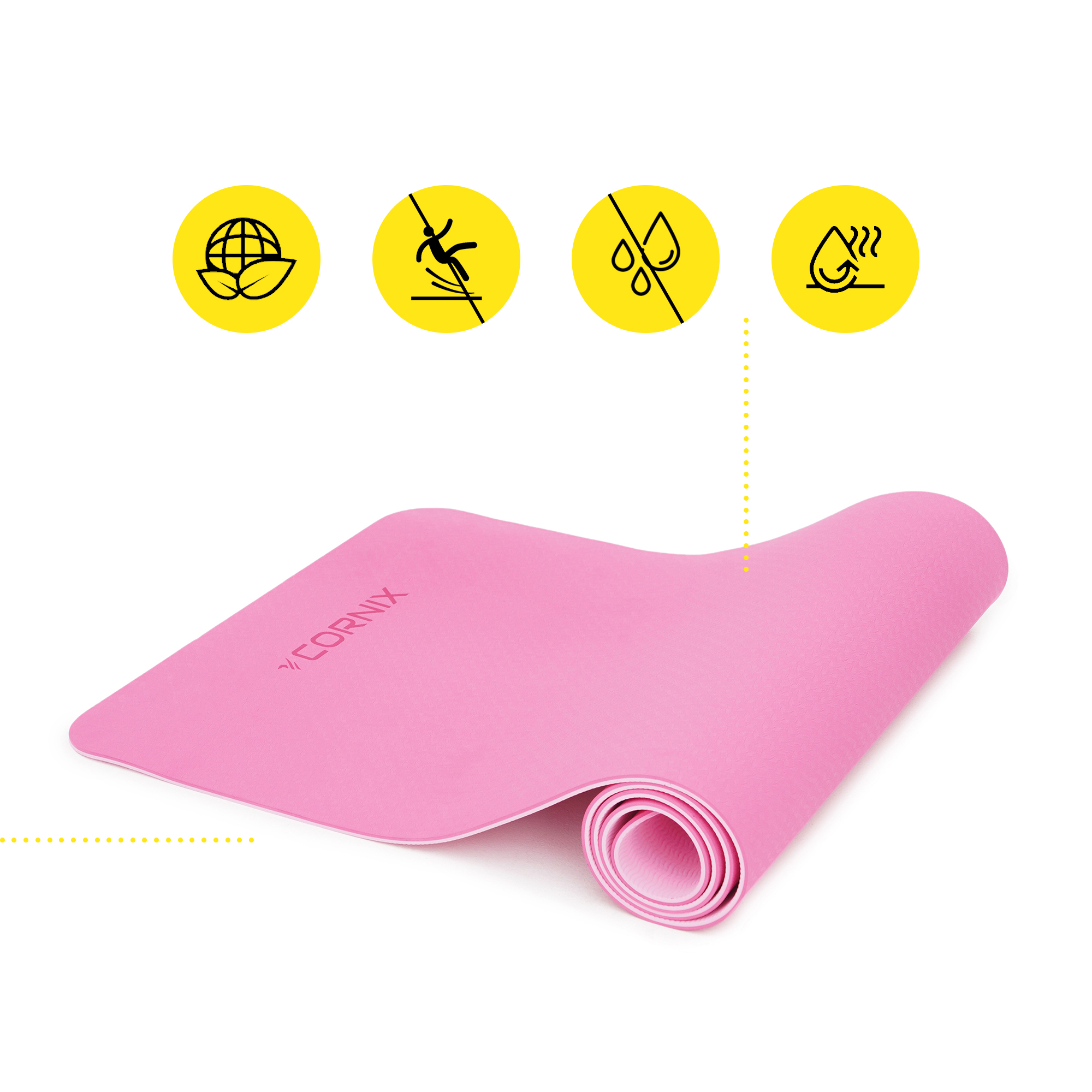 Килимок спортивний Cornix TPE 183 x 61 x 0.6 см для йоги та фітнесу XR-0005 Pink/Rose — фото 5