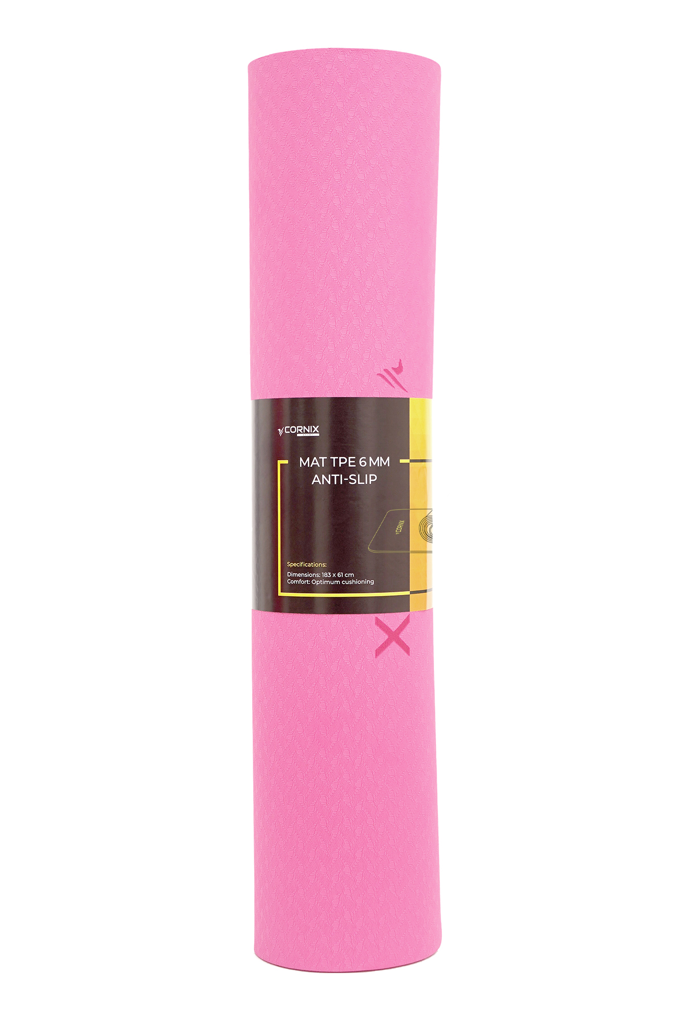 Килимок спортивний Cornix TPE 183 x 61 x 0.6 см для йоги та фітнесу XR-0005 Pink/Rose — фото 3