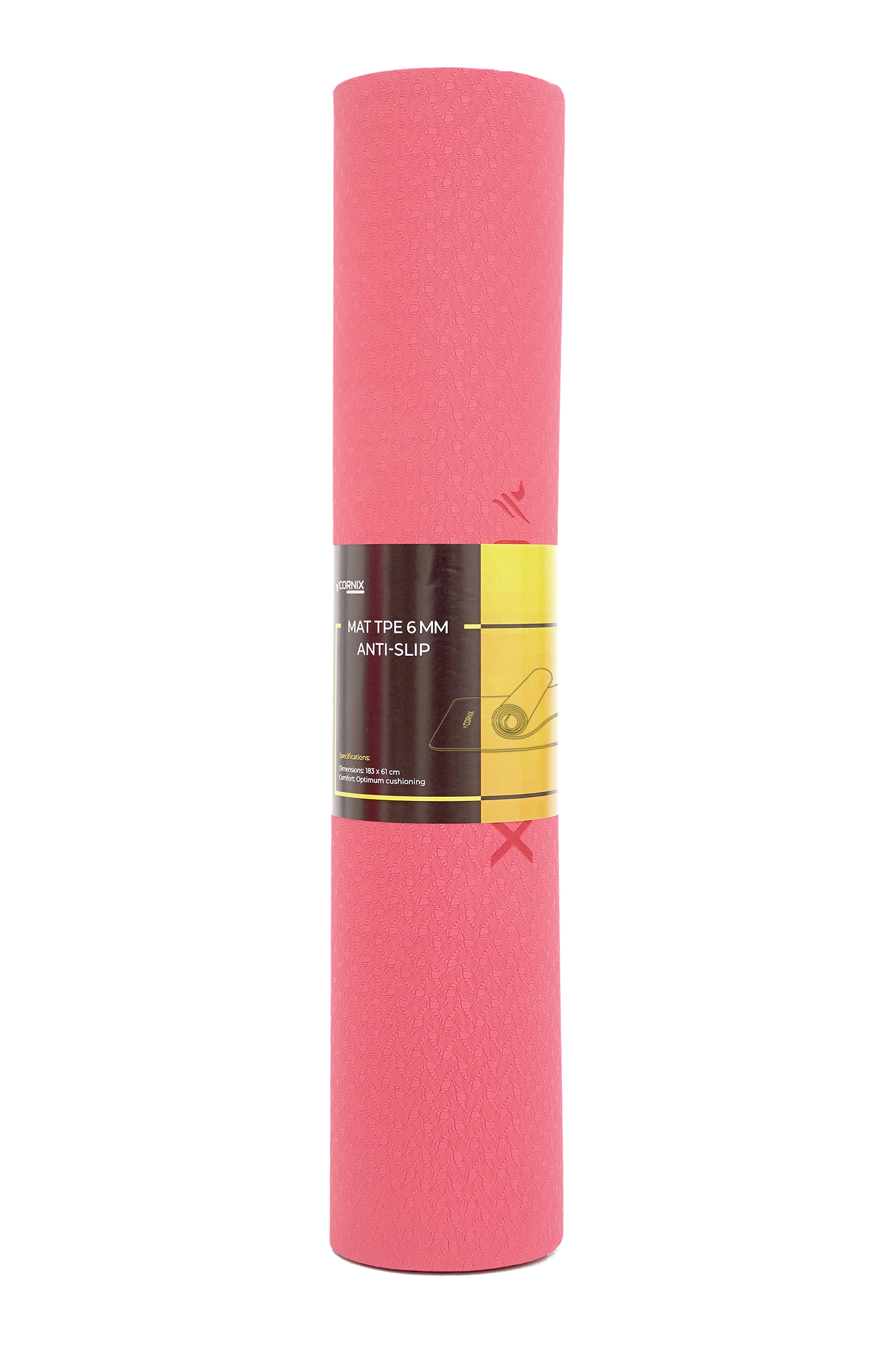 Килимок спортивний Cornix TPE 183 x 61 x 0.6 см для йоги та фітнесу XR-0006 Red/Black — фото 4