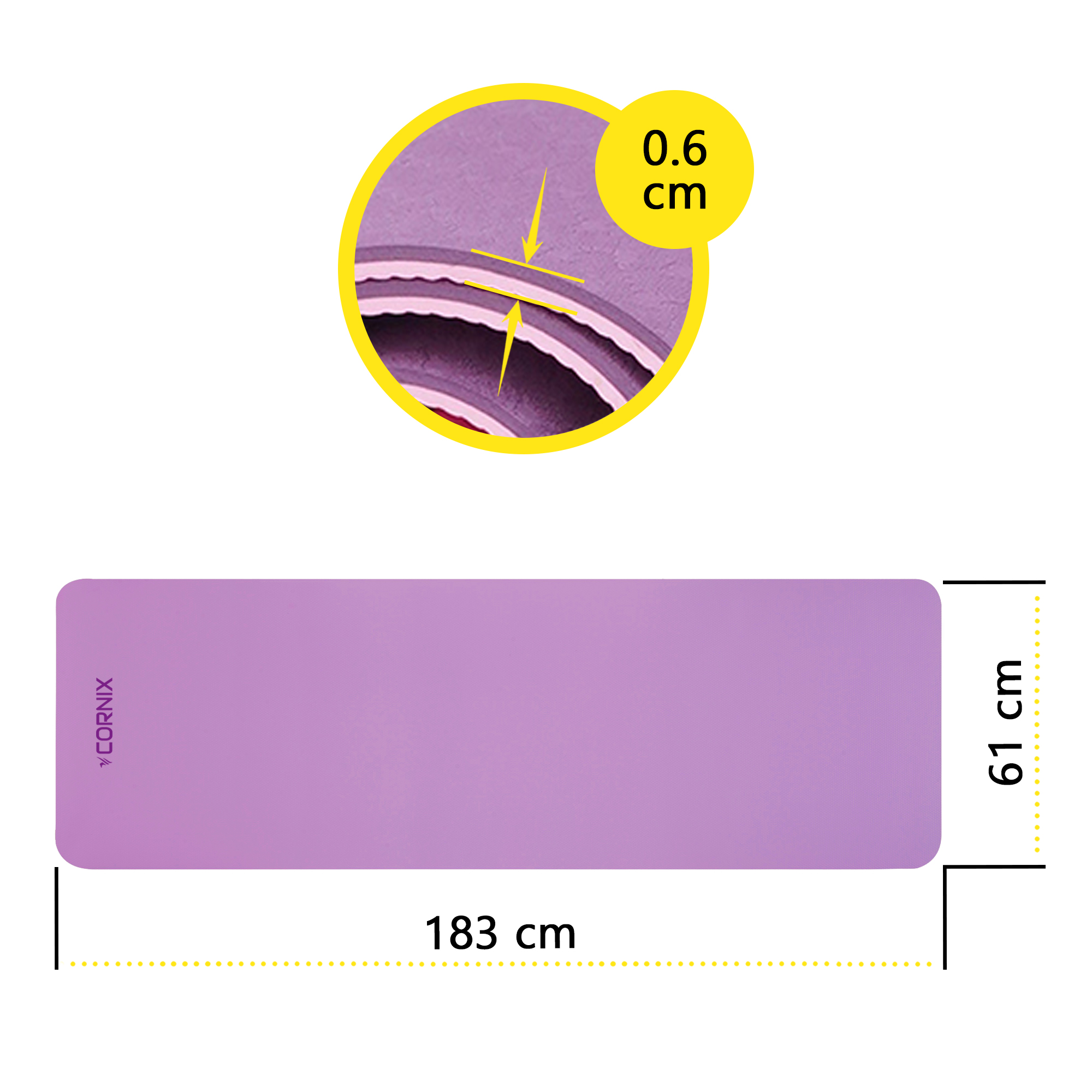 Килимок спортивний Cornix TPE 183 x 61 x 0.6 см для йоги та фітнесу XR-0007 Plum/Rose — мініатюра 7