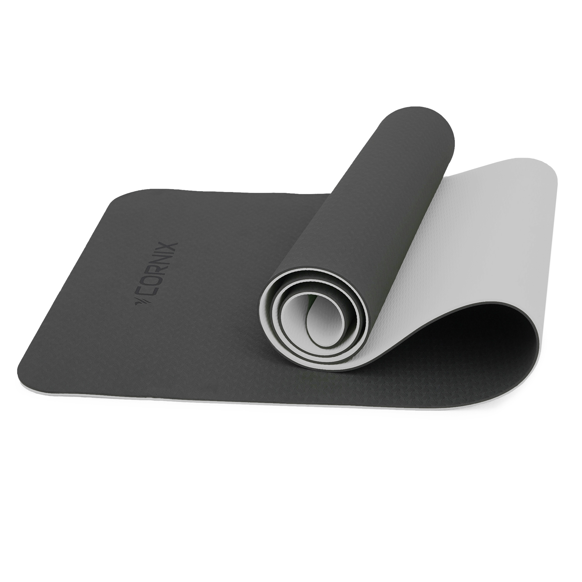 Килимок спортивний Cornix TPE 183 x 61 x 0.6 см для йоги та фітнесу XR-0349 Black/Grey — мініатюра 6