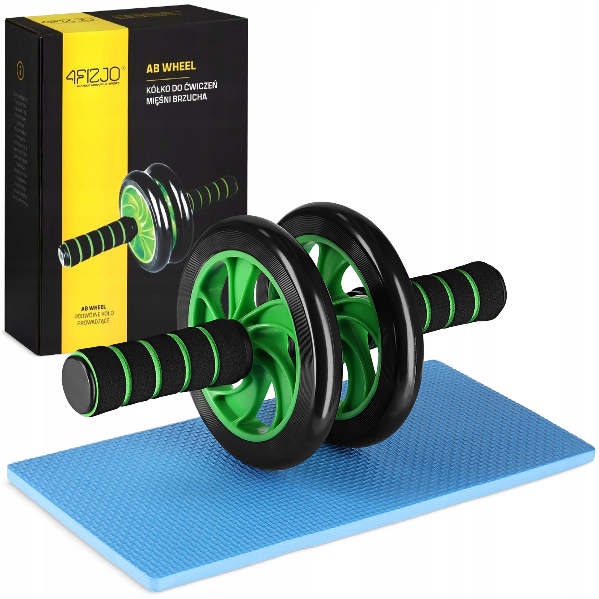 Ролик (гімнастичне колесо) для преса 4FIZJO Ab Wheel Black/Green (P-5907222931523) — фото 1