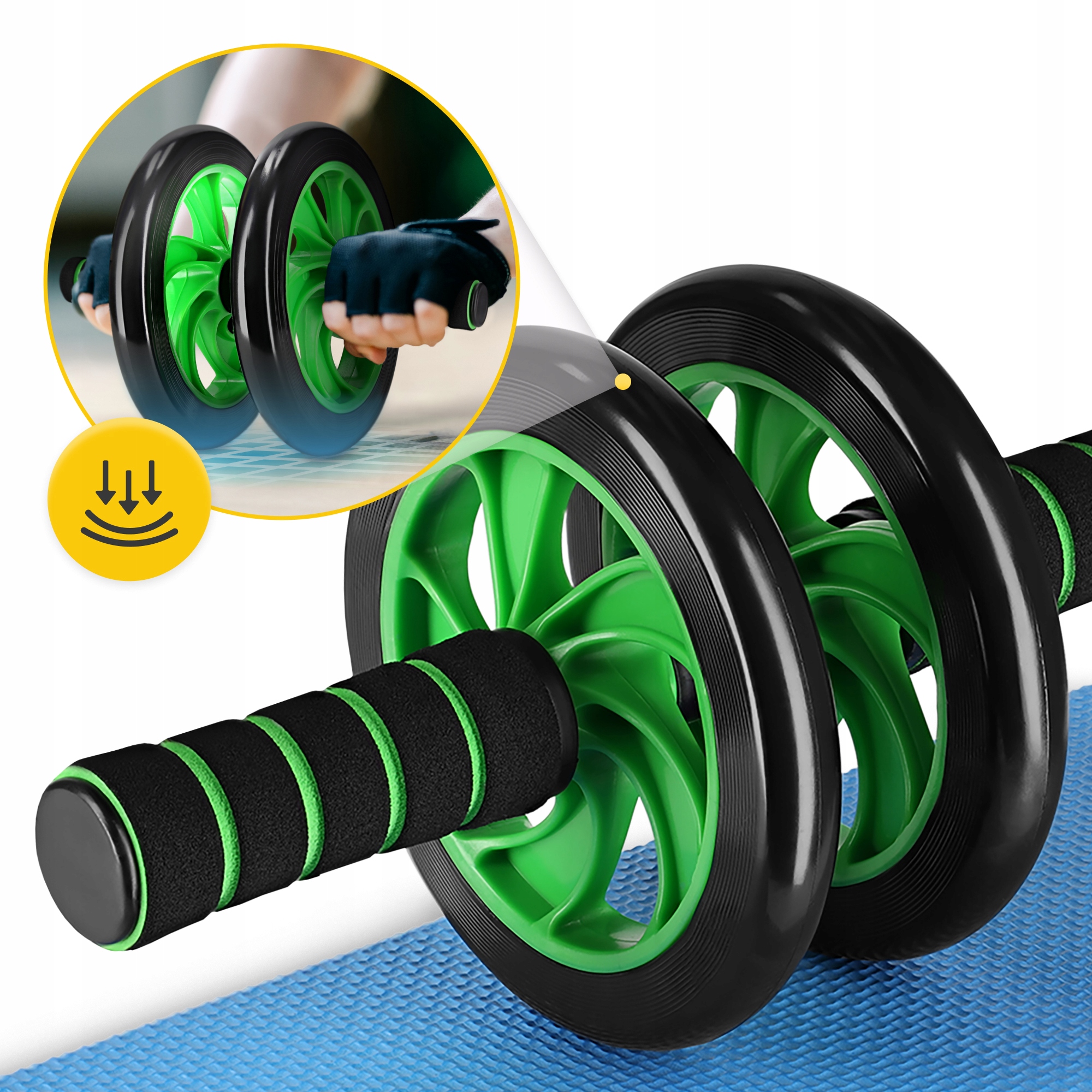 Ролик (гімнастичне колесо) для преса 4FIZJO Ab Wheel Black/Green (P-5907222931523) — фото 2