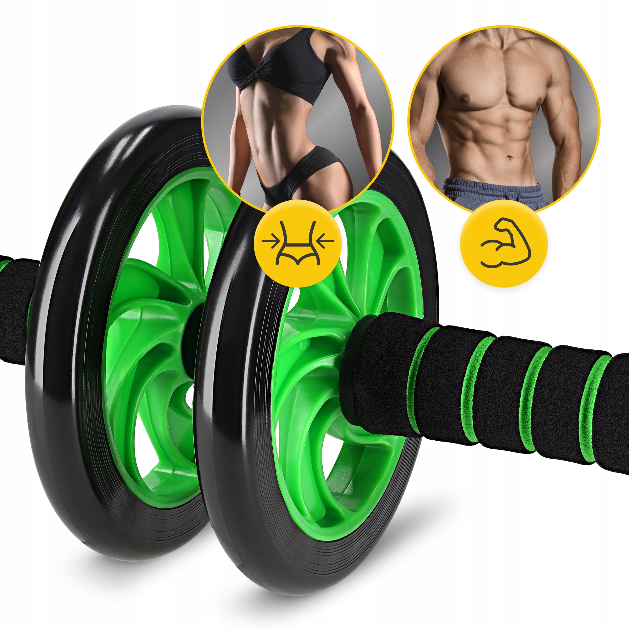 Ролик (гімнастичне колесо) для преса 4FIZJO Ab Wheel Black/Green (P-5907222931523) — фото 3