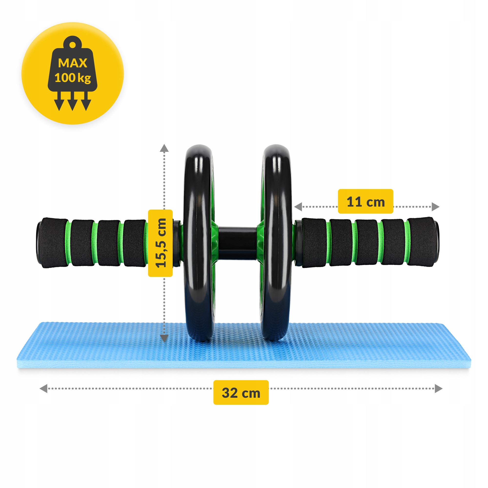 Ролик (гімнастичне колесо) для преса 4FIZJO Ab Wheel Black/Green (P-5907222931523) — фото 5