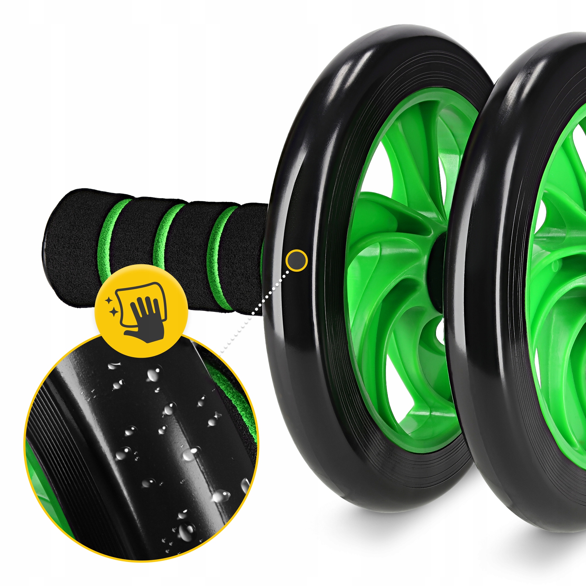 Ролик (гімнастичне колесо) для преса 4FIZJO Ab Wheel Black/Green (P-5907222931523) — мініатюра 6