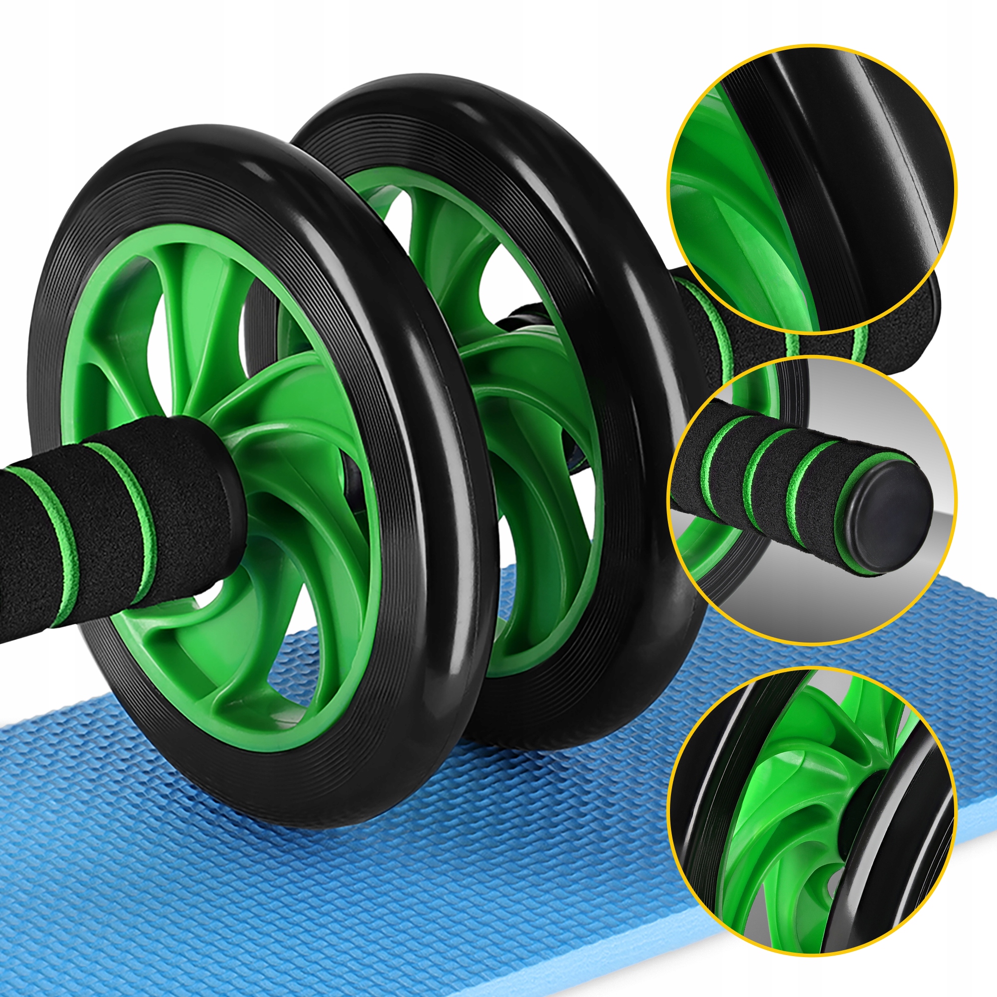 Ролик (гімнастичне колесо) для преса 4FIZJO Ab Wheel Black/Green (P-5907222931523) — мініатюра 10