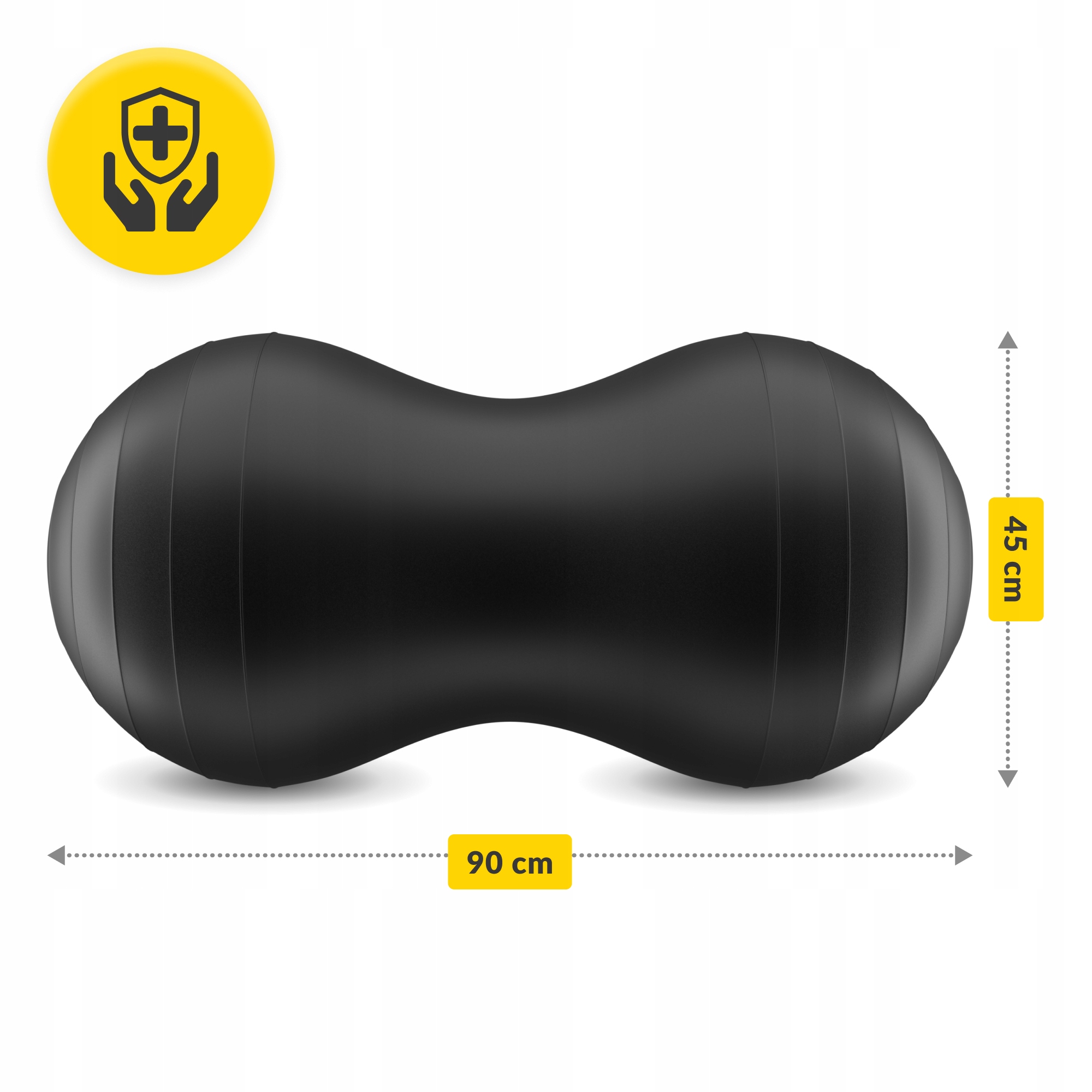 М'яч для фітнесу (арахіс) 4FIZJO Air Ball Peanut 45 x 90 см Anti-Burst Black (P-5907739312938) — мініатюра 6