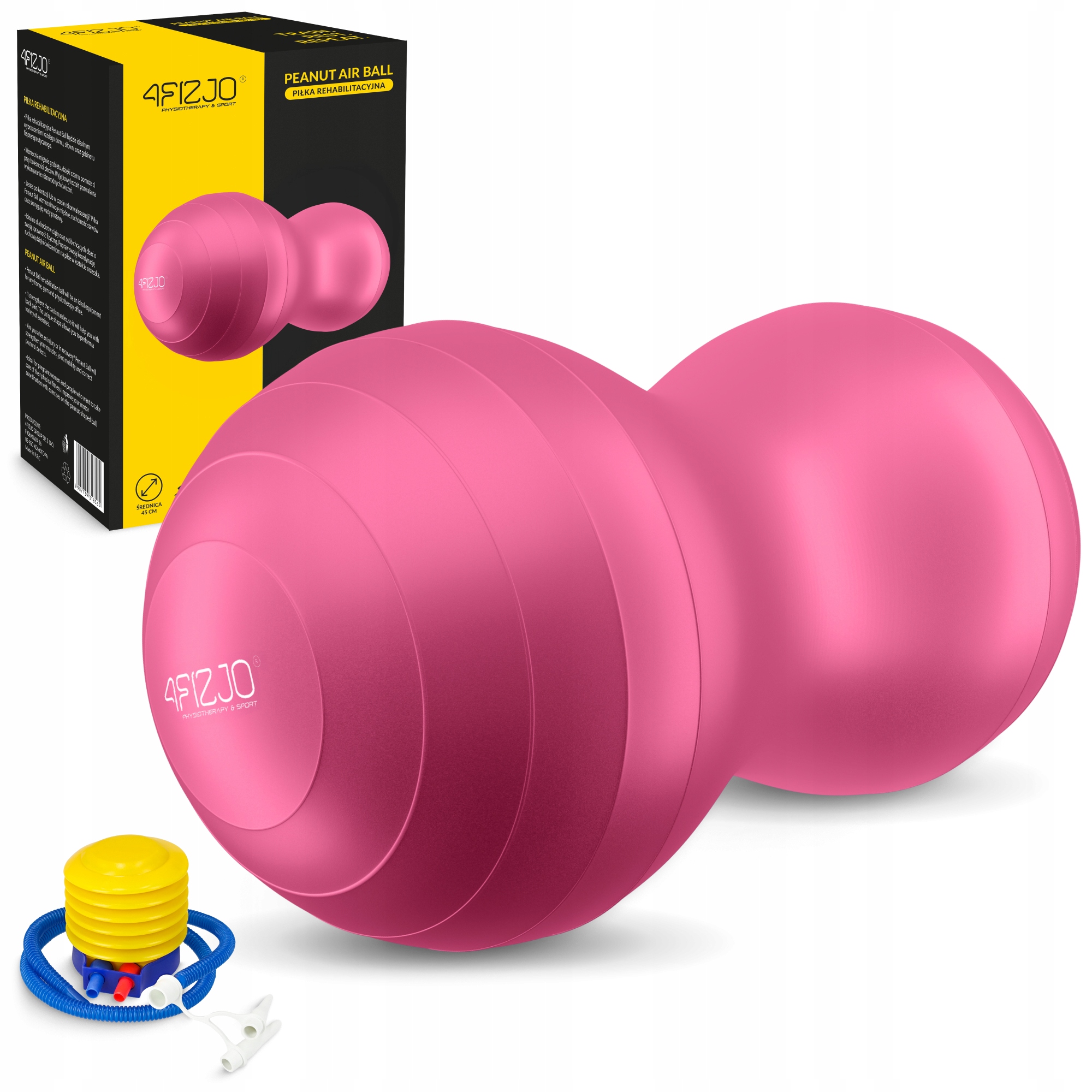 М'яч для фітнесу (арахіс) 4FIZJO Air Ball Peanut 45 x 90 см Anti-Burst Pink (P-5907739318565) — фото 1