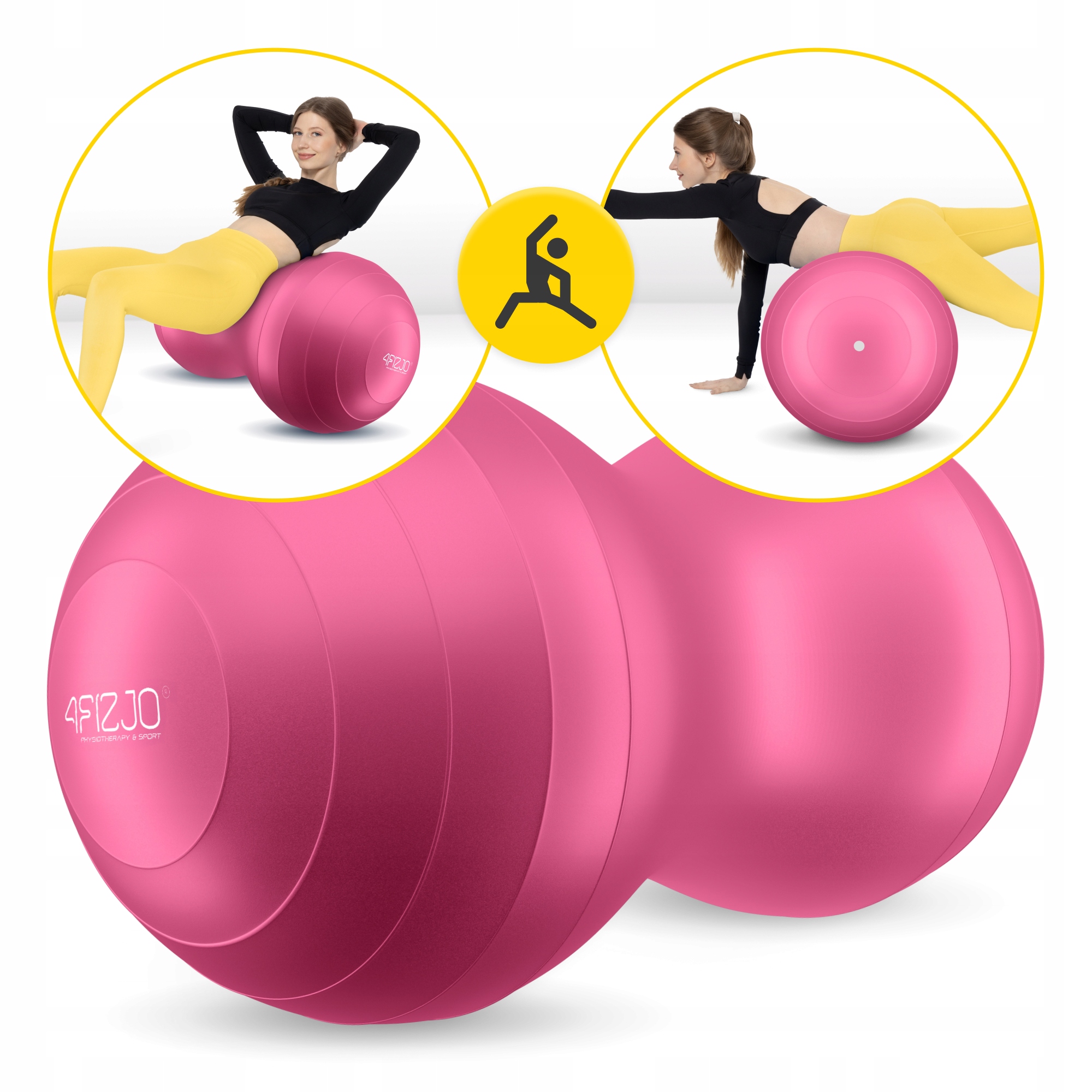 М'яч для фітнесу (арахіс) 4FIZJO Air Ball Peanut 45 x 90 см Anti-Burst Pink (P-5907739318565) — фото 2