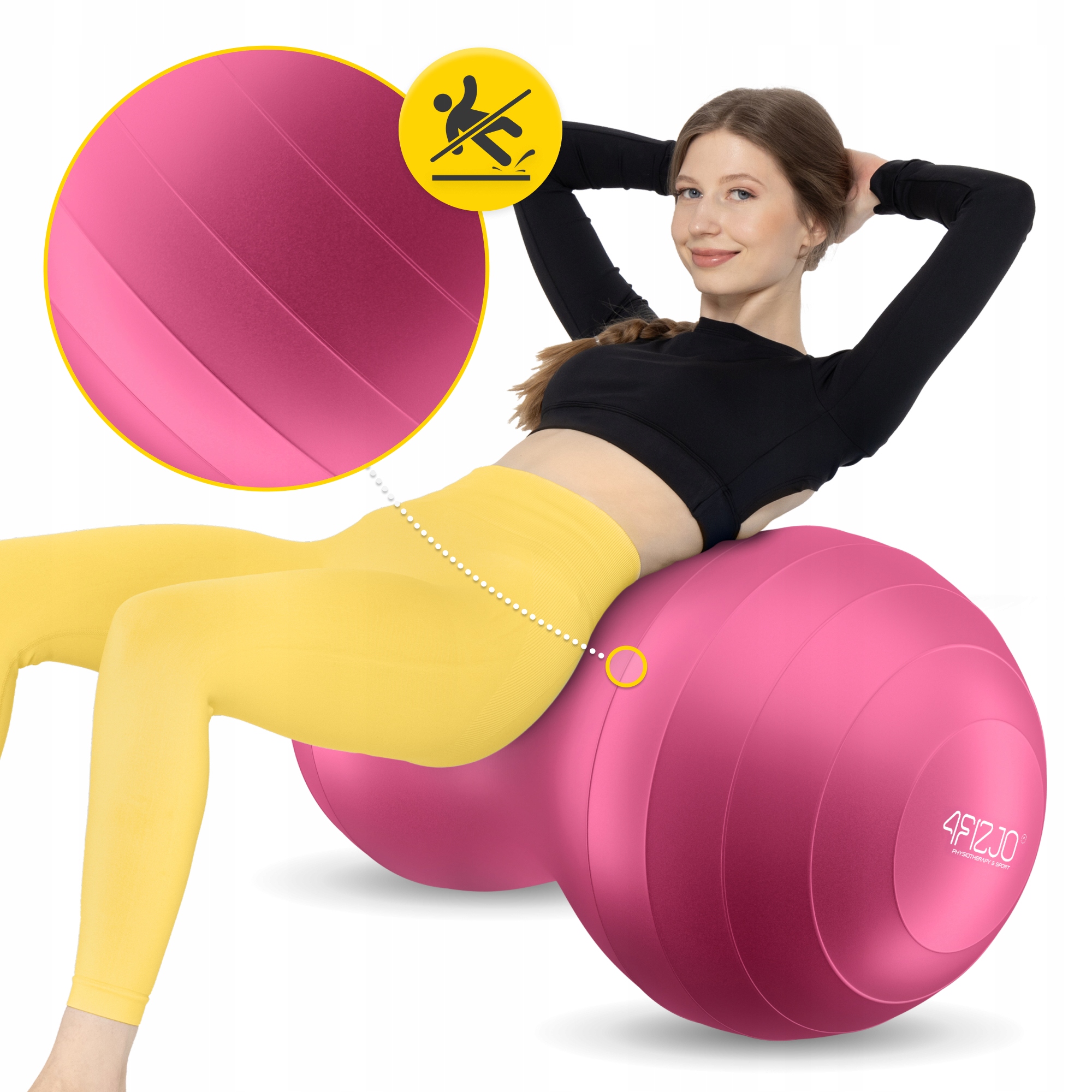 М'яч для фітнесу (арахіс) 4FIZJO Air Ball Peanut 45 x 90 см Anti-Burst Pink (P-5907739318565) — мініатюра 10