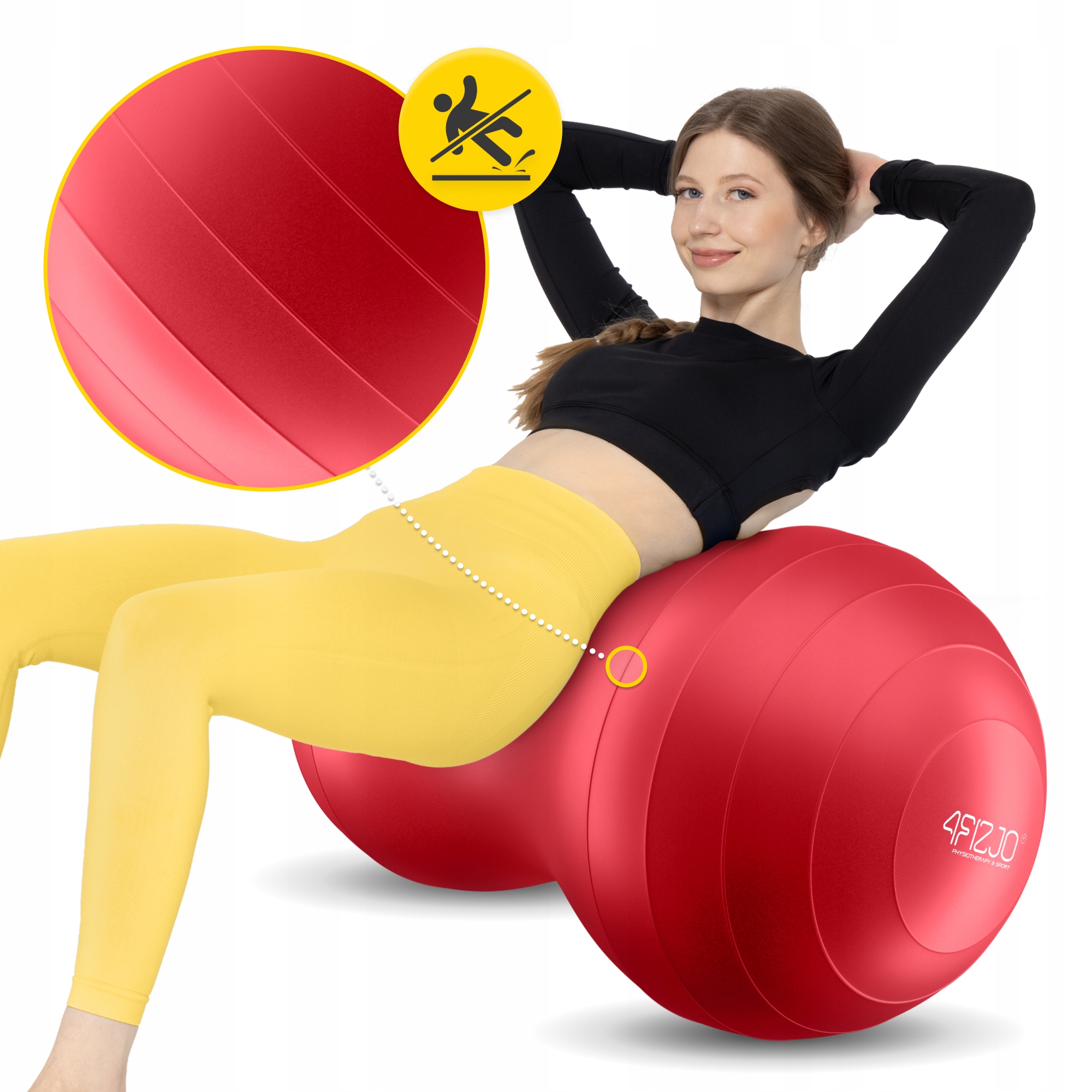 М'яч для фітнесу (арахіс) 4FIZJO Air Ball Peanut 45 x 90 см Anti-Burst Red (P-5907739318558) — мініатюра 10