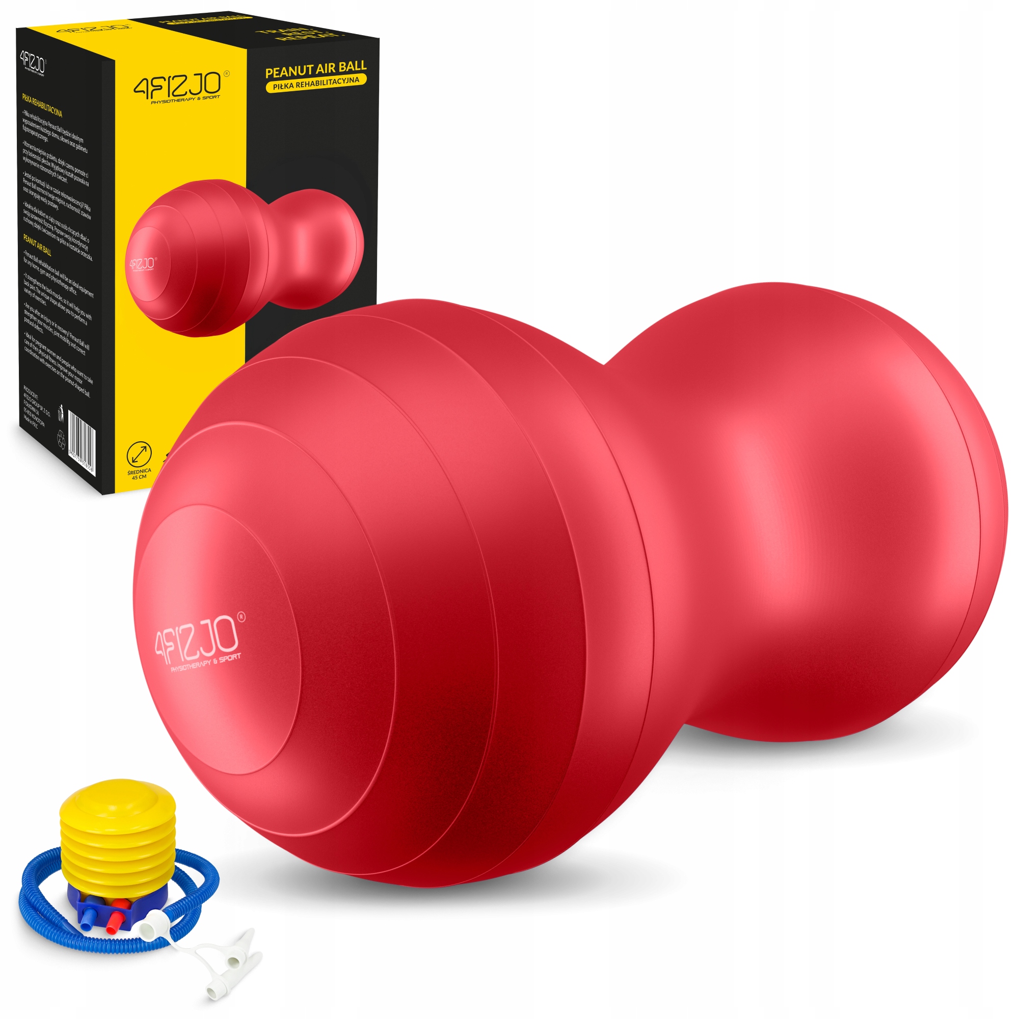 М'яч для фітнесу (арахіс) 4FIZJO Air Ball Peanut 45 x 90 см Anti-Burst Red (P-5907739318558) — фото 1