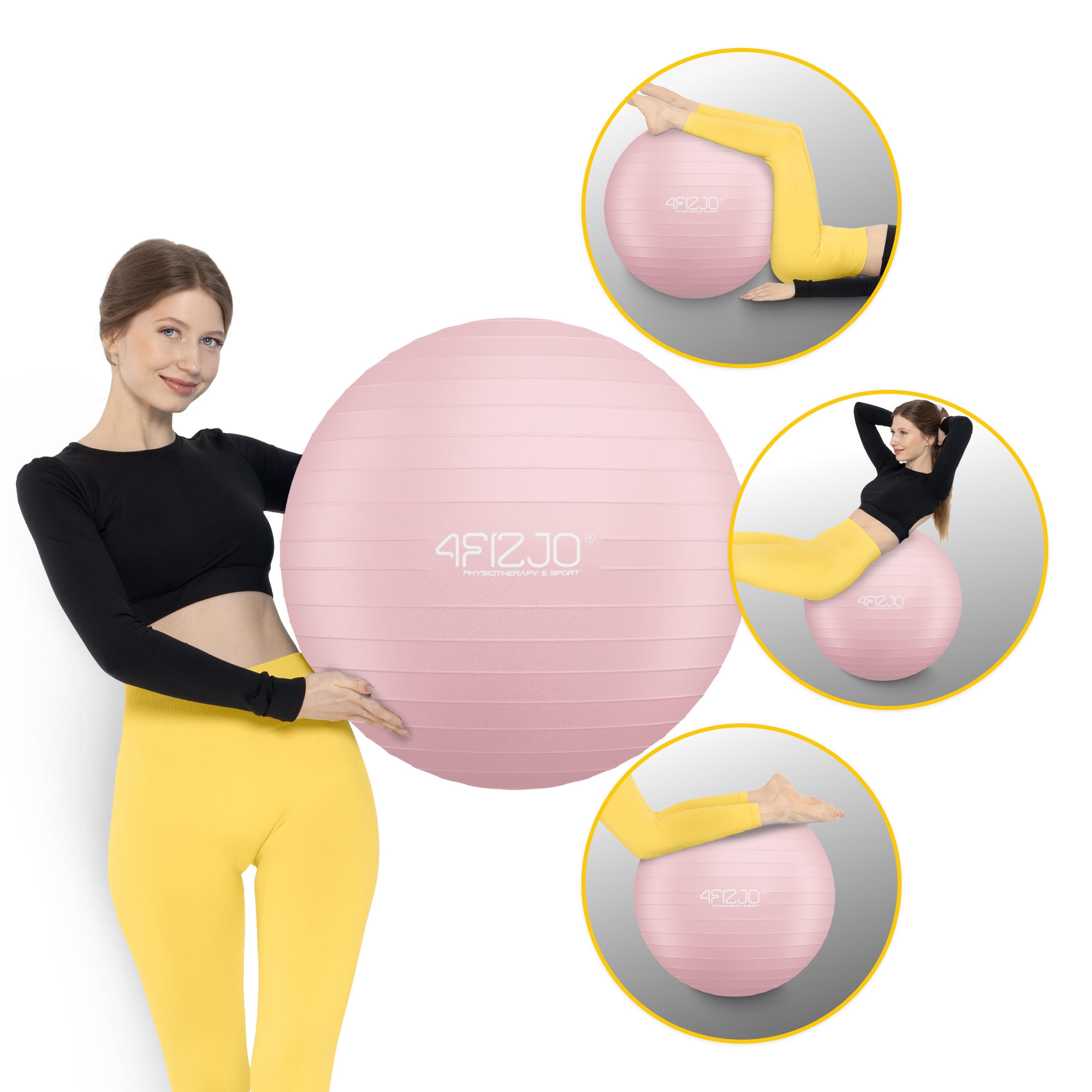М'яч для фітнесу (фітбол) 4FIZJO 75 см Anti-Burst Pink (P-5907739317407) — мініатюра 7