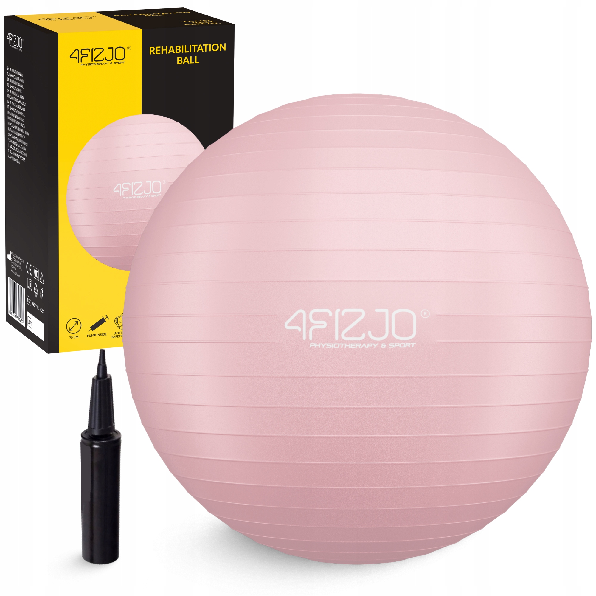 М'яч для фітнесу (фітбол) 4FIZJO 75 см Anti-Burst Pink (P-5907739317407) — фото 1