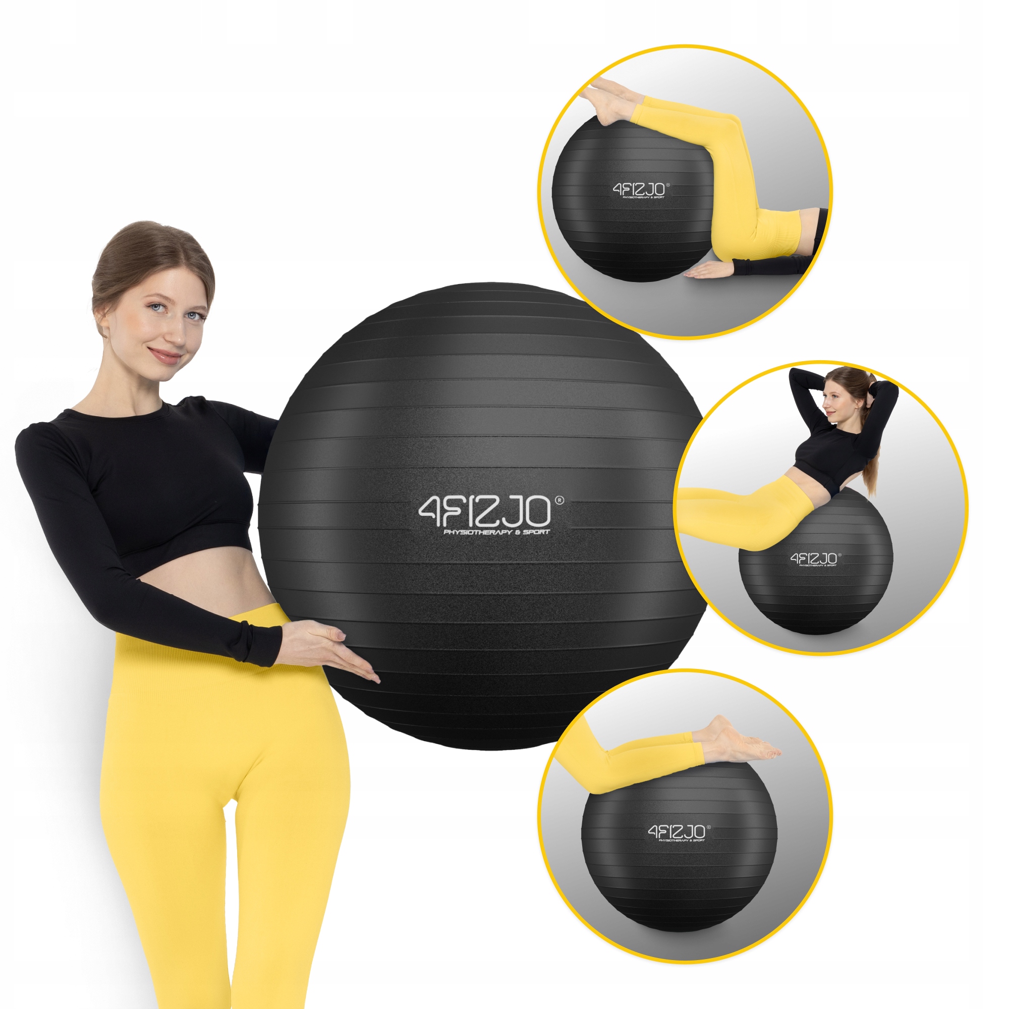 М'яч для фітнесу (фітбол) 4FIZJO 85 см Anti-Burst Black (P-5907222931516) — мініатюра 7