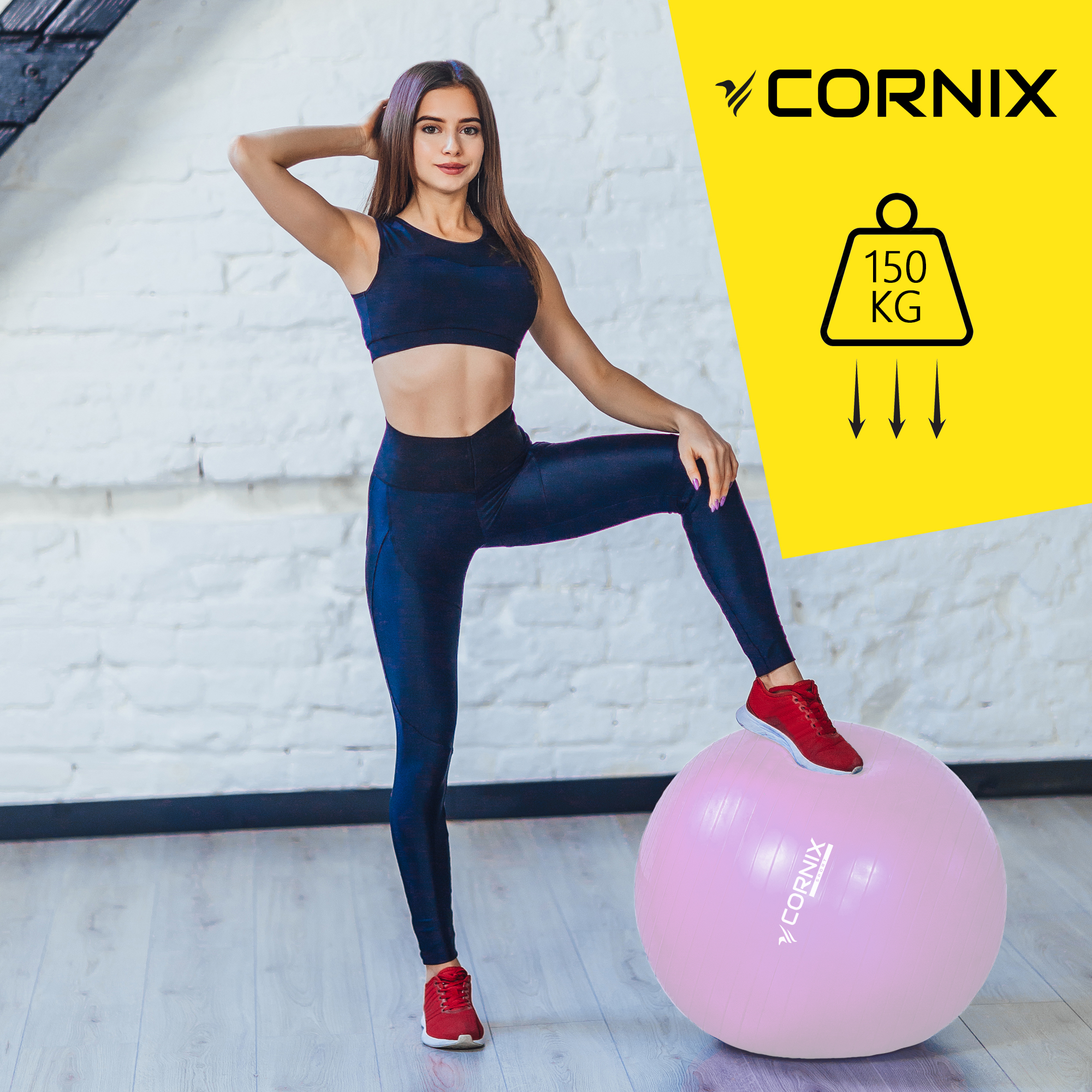 М'яч для фітнесу (фітбол) Cornix 65 см Anti-Burst XR-0364 Light Pink — мініатюра 8