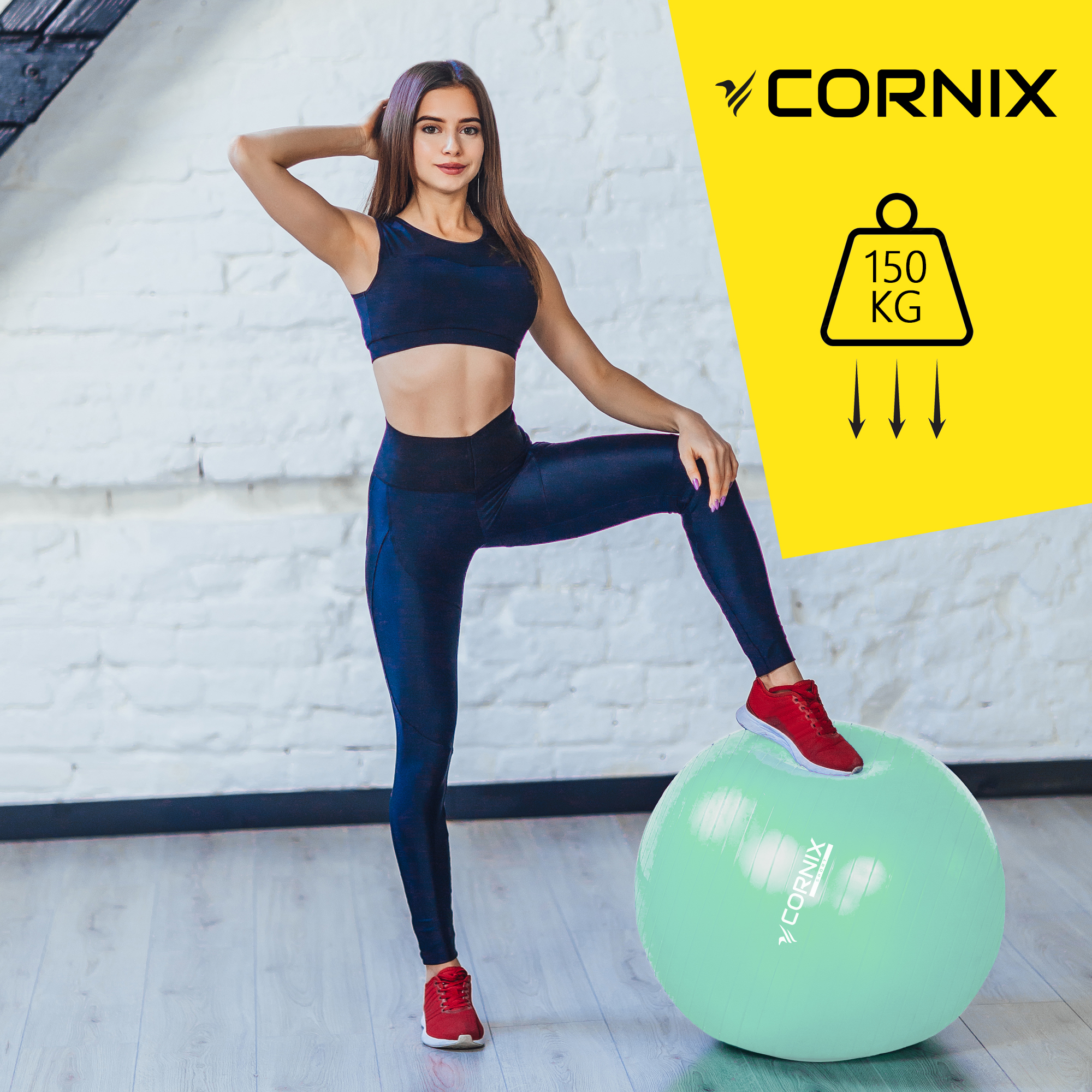 М'яч для фітнесу (фітбол) Cornix 85 см Anti-Burst XR-0369 Mint — фото 3