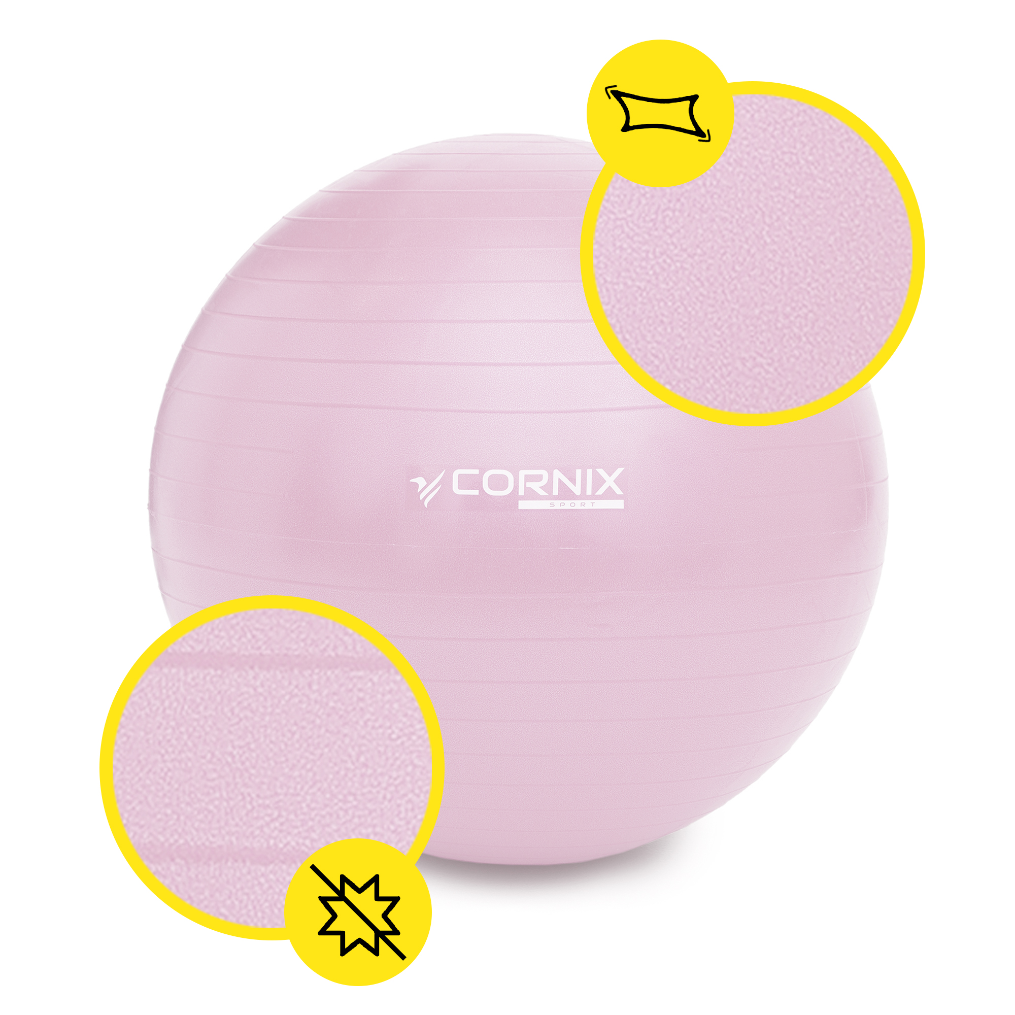 М'яч для фітнесу (фітбол) Cornix 85 см Anti-Burst XR-0370 Light Pink — фото 2