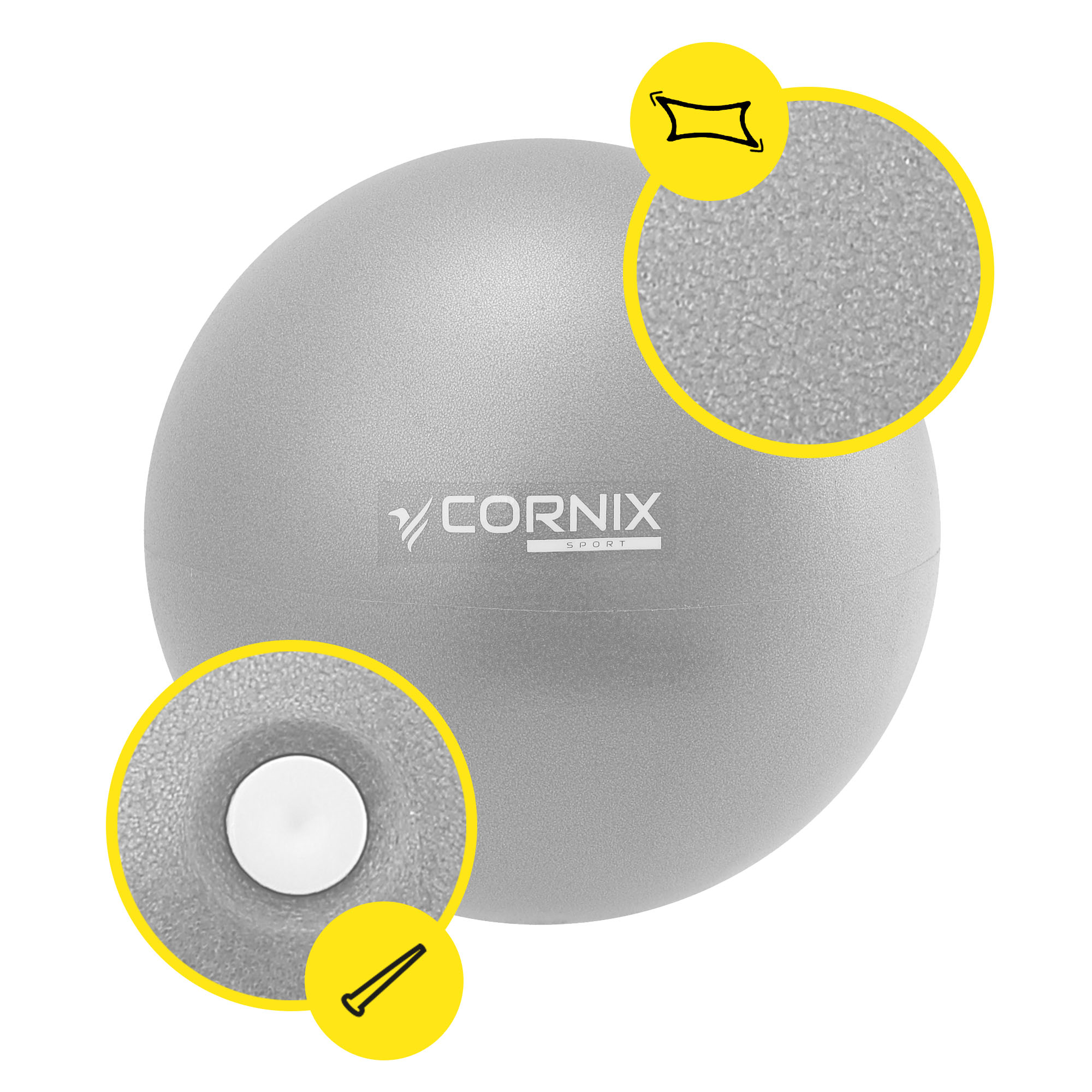 М'яч для пілатесу, йоги, реабілітації Cornix MiniGYMball 22 см XR-0227 Grey — мініатюра 7