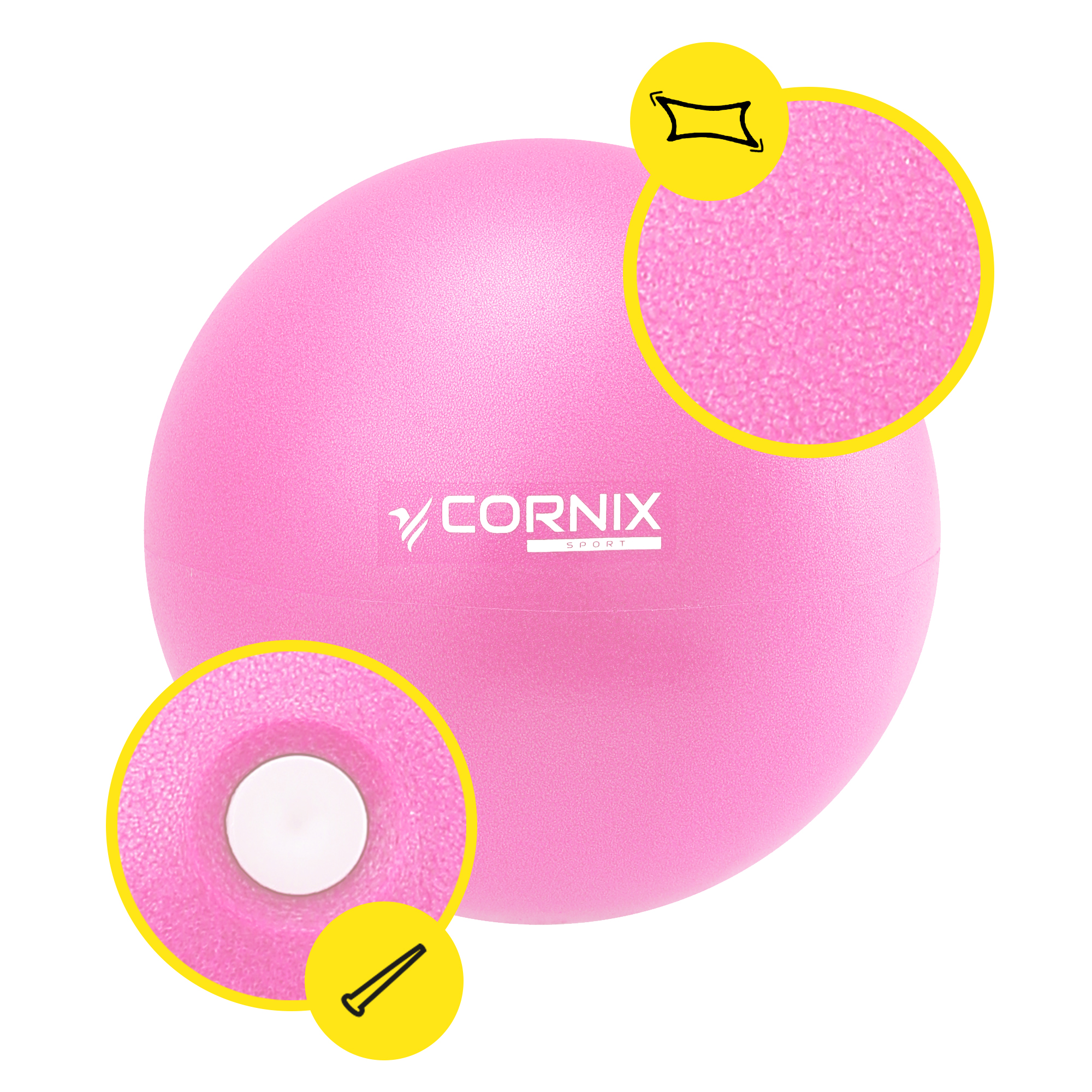 М'яч для пілатесу, йоги, реабілітації Cornix MiniGYMball 22 см XR-0228 Pink — фото 2