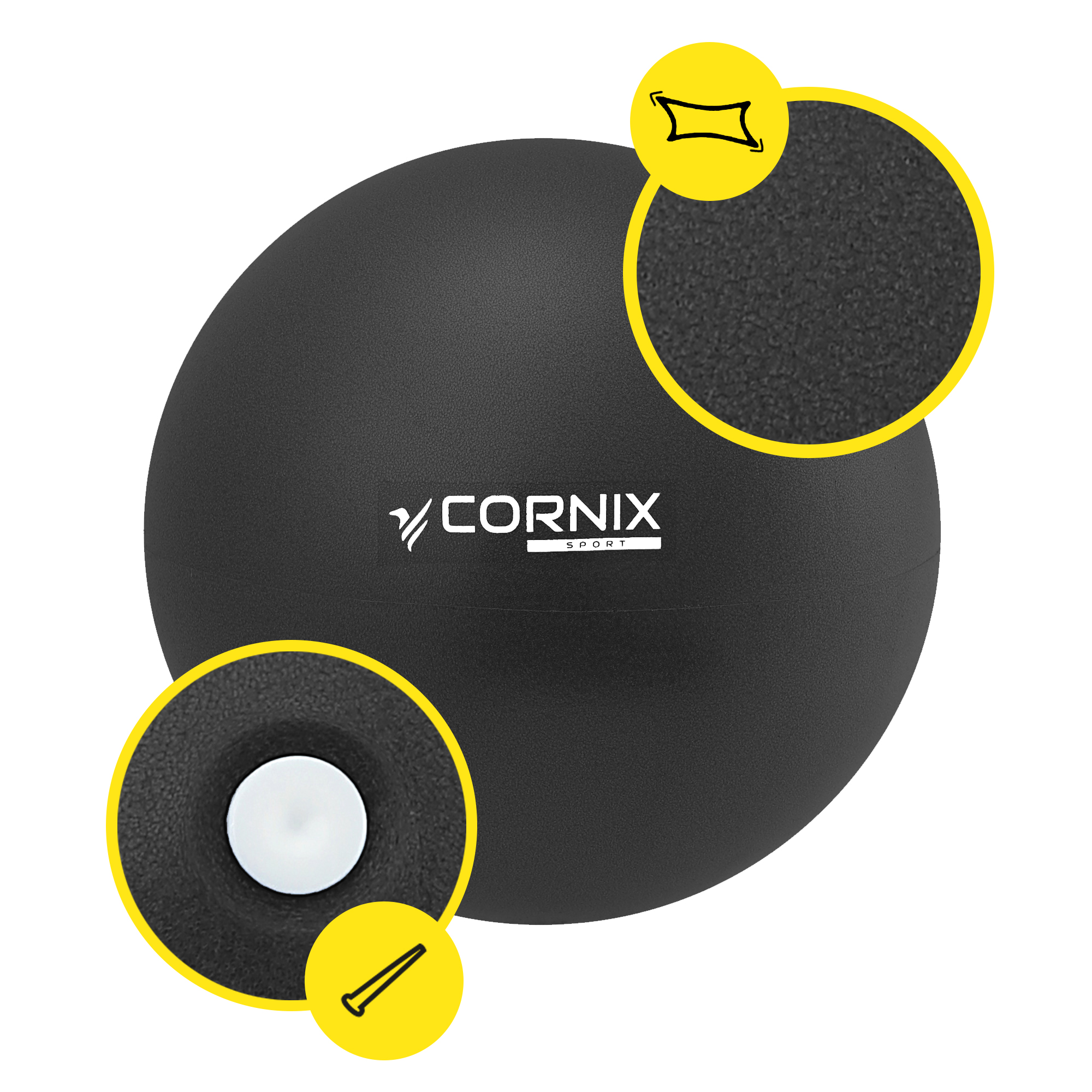 М'яч для пілатесу, йоги, реабілітації Cornix MiniGYMball 22 см XR-0371 Black — фото 2