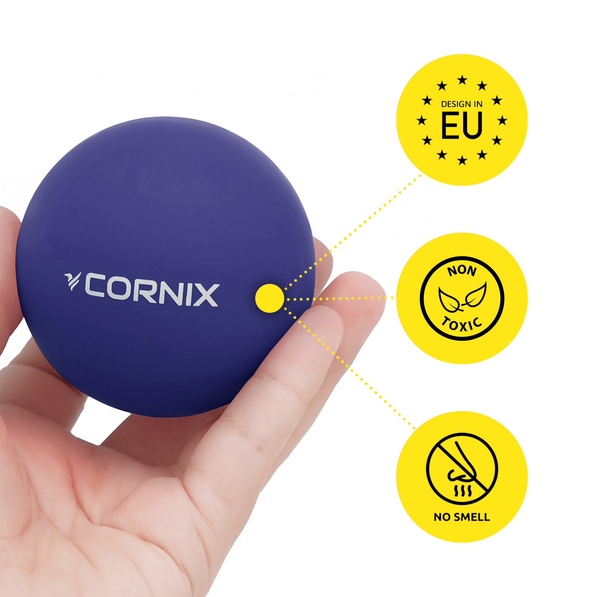 Масажний м'яч Cornix Lacrosse Ball 6.3 см XR-0229 Navy Blue — фото 5