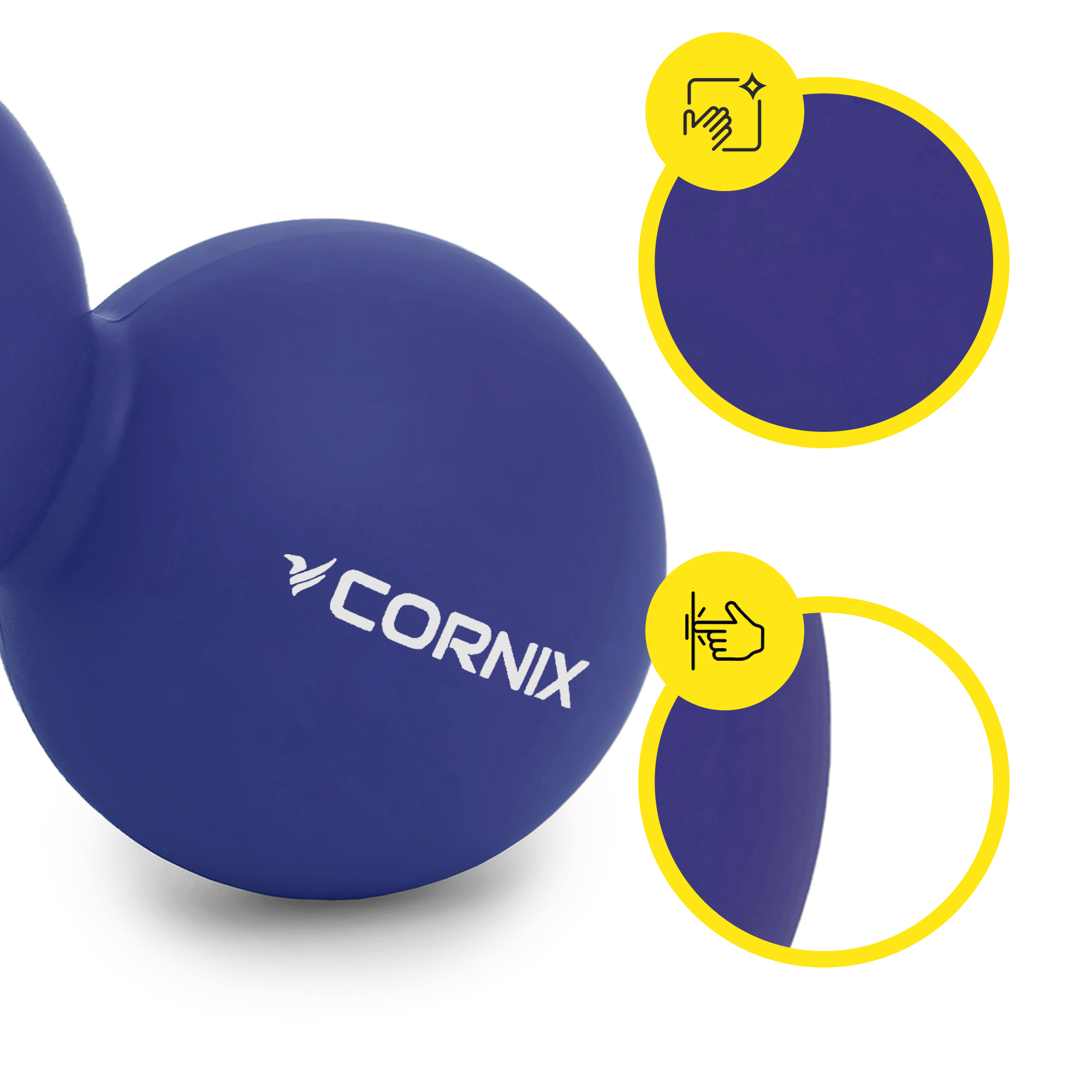 Масажний м'яч Cornix Lacrosse DuoBall 6.3 x 12.6 см XR-0109 Navy Blue — мініатюра 7