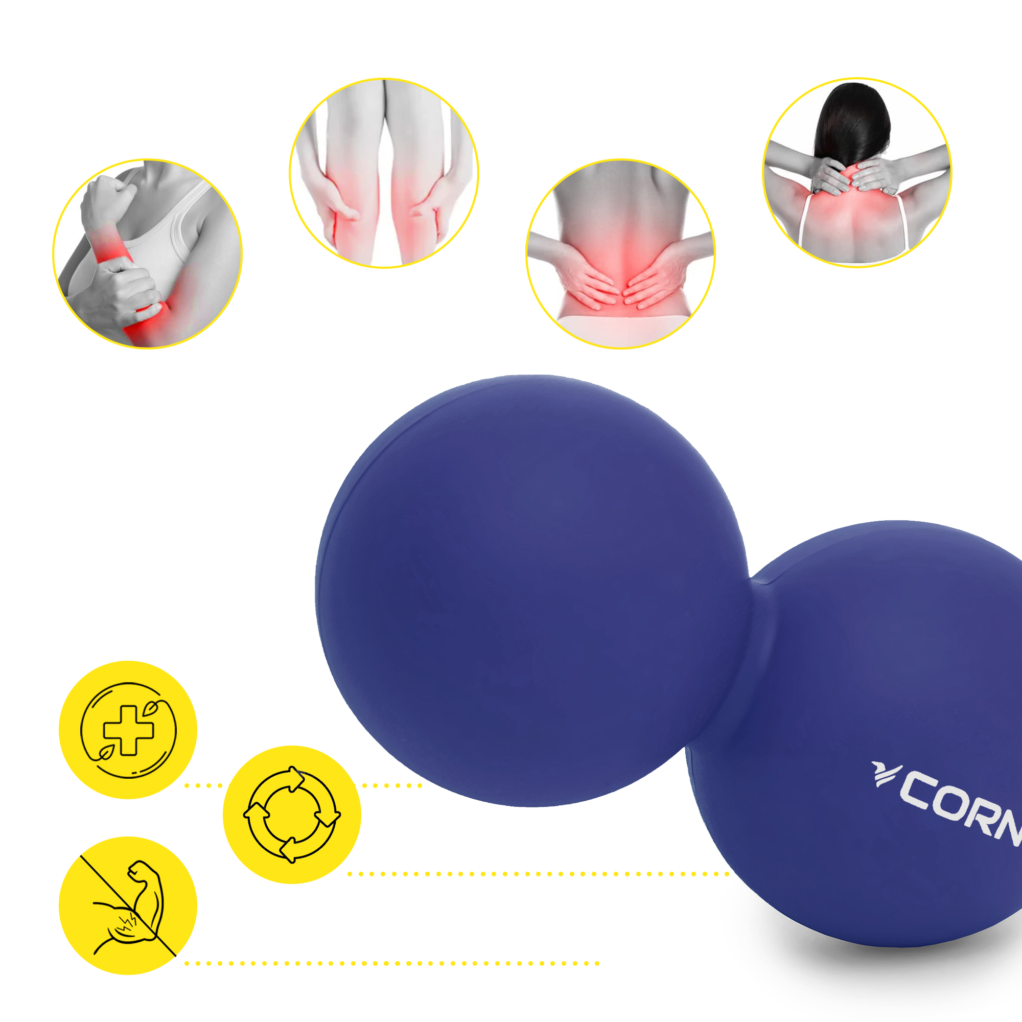 Масажний м'яч Cornix Lacrosse DuoBall 6.3 x 12.6 см XR-0109 Navy Blue — мініатюра 6