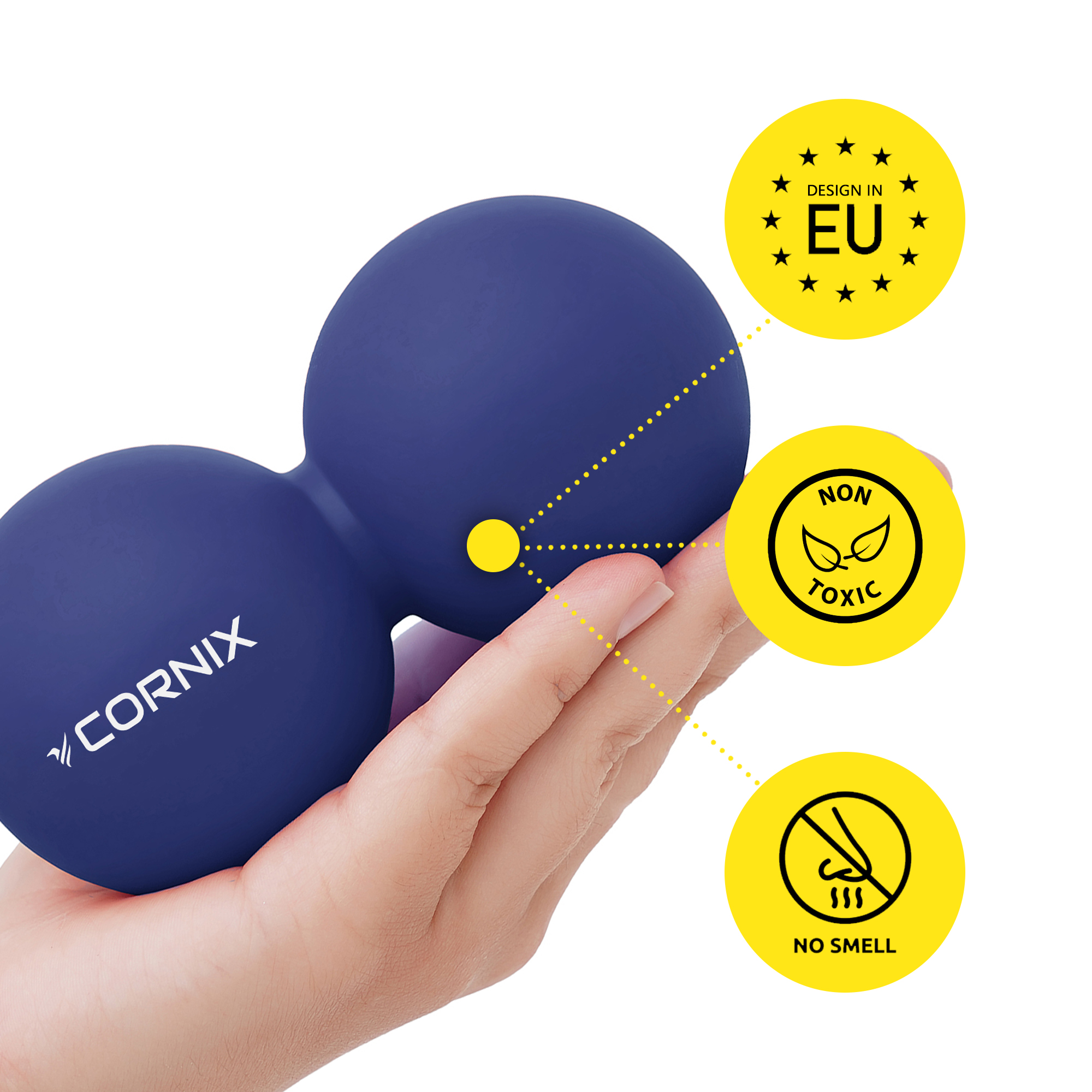 Масажний м'яч Cornix Lacrosse DuoBall 6.3 x 12.6 см XR-0109 Navy Blue — фото 3