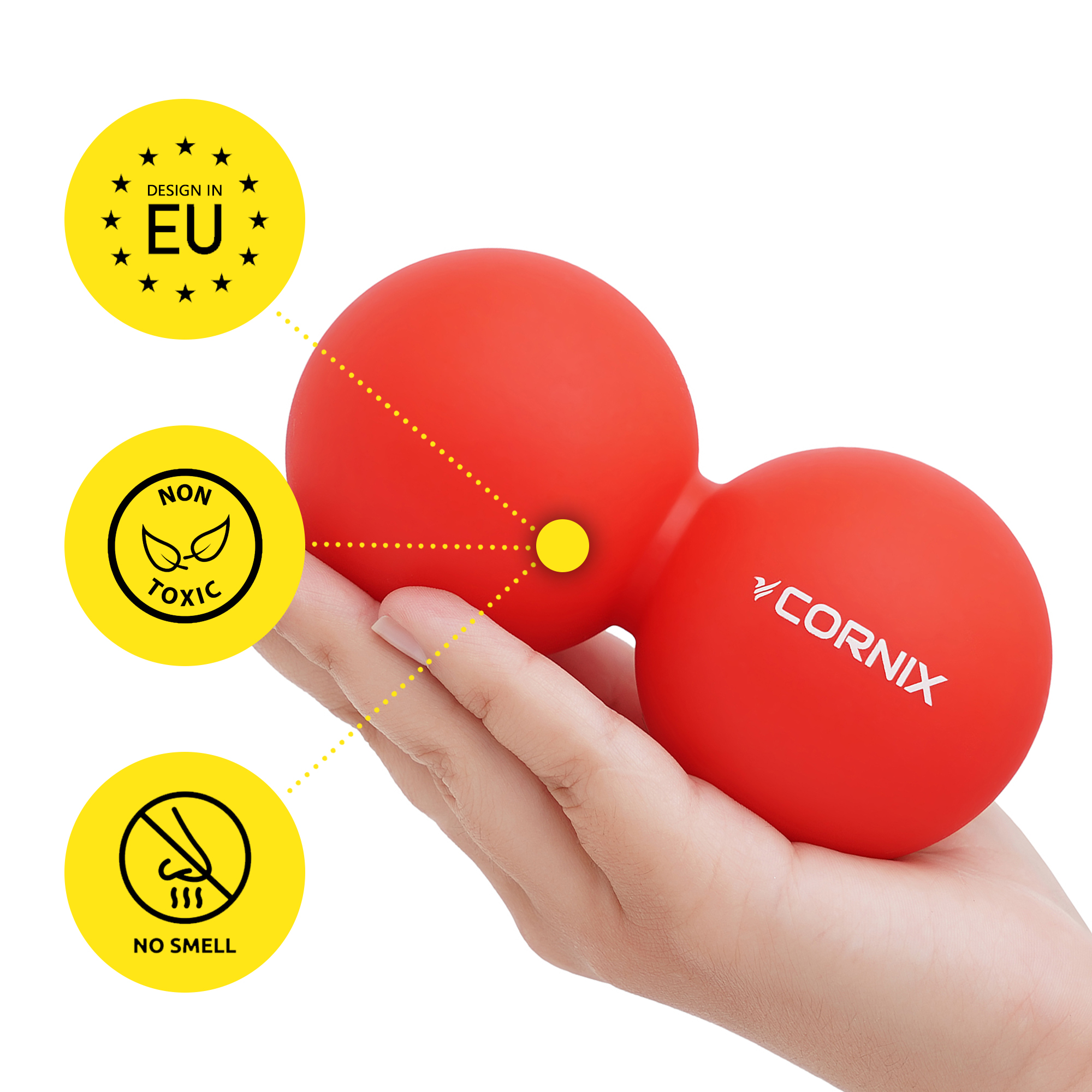 Масажний м'яч Cornix Lacrosse DuoBall 6.3 x 12.6 см XR-0112 Red — фото 3
