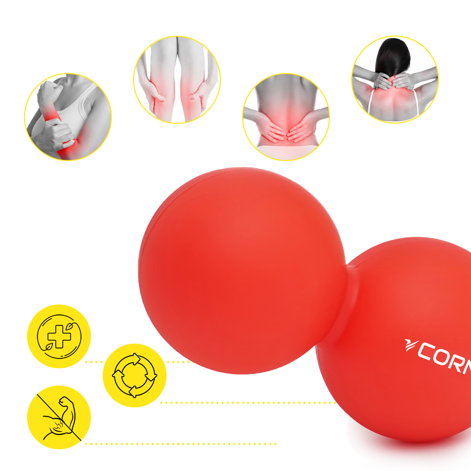Масажний м'яч Cornix Lacrosse DuoBall 6.3 x 12.6 см XR-0112 Red — фото 2