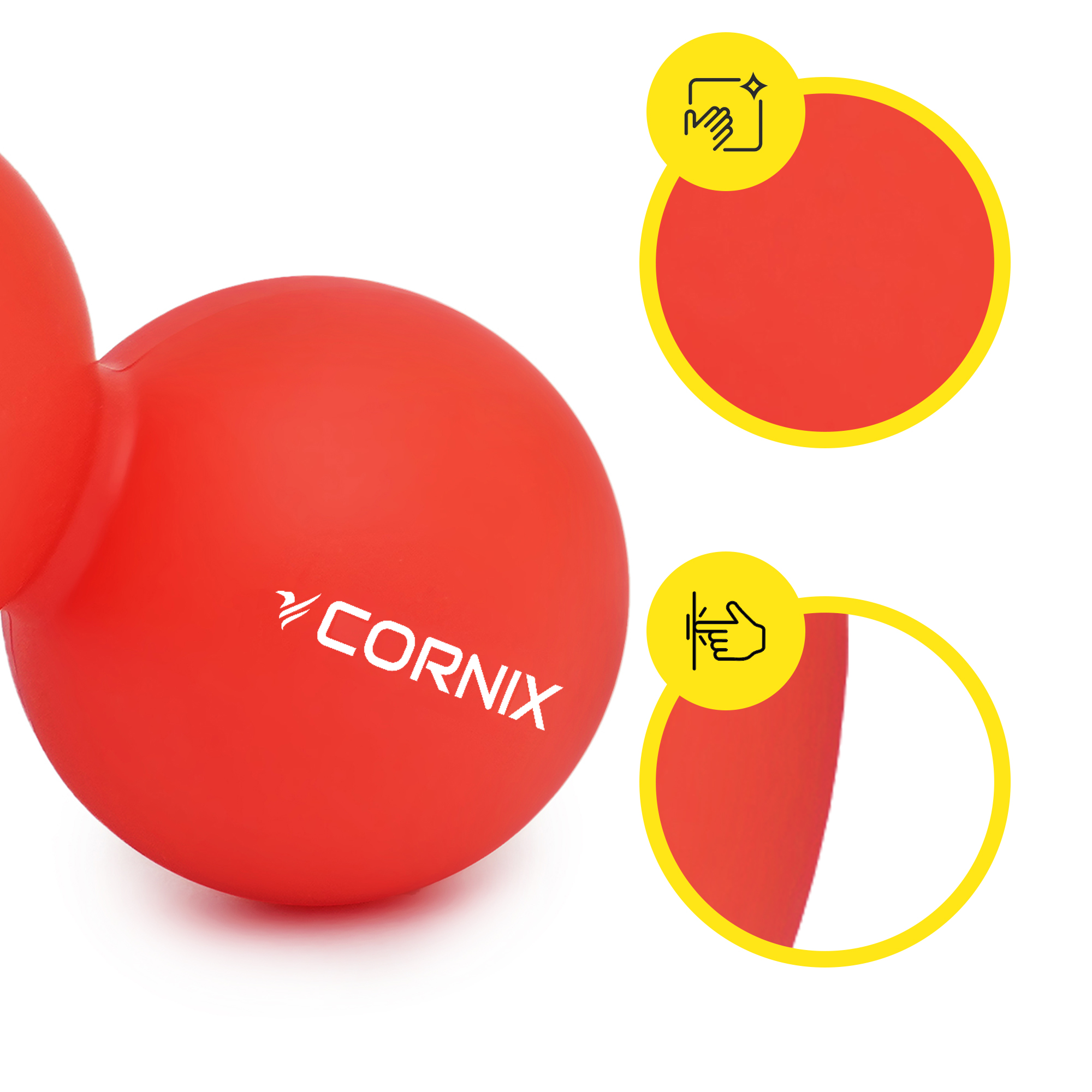 Масажний м'яч Cornix Lacrosse DuoBall 6.3 x 12.6 см XR-0112 Red — мініатюра 6