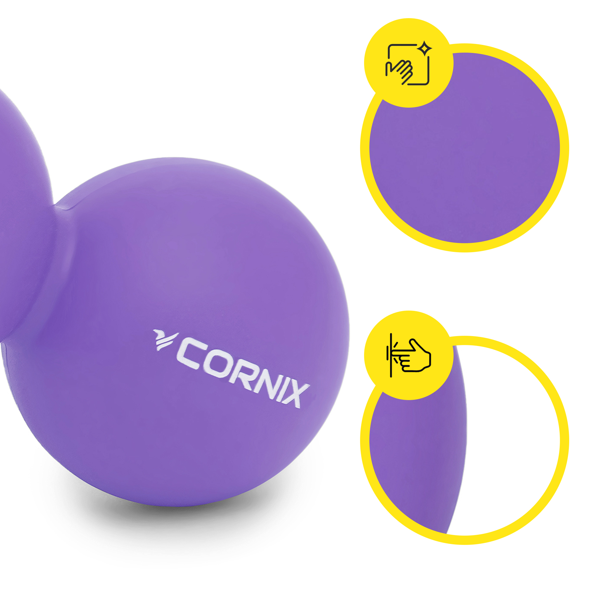Масажний м'яч Cornix Lacrosse DuoBall 6.3 x 12.6 см XR-0114 Purple — мініатюра 6