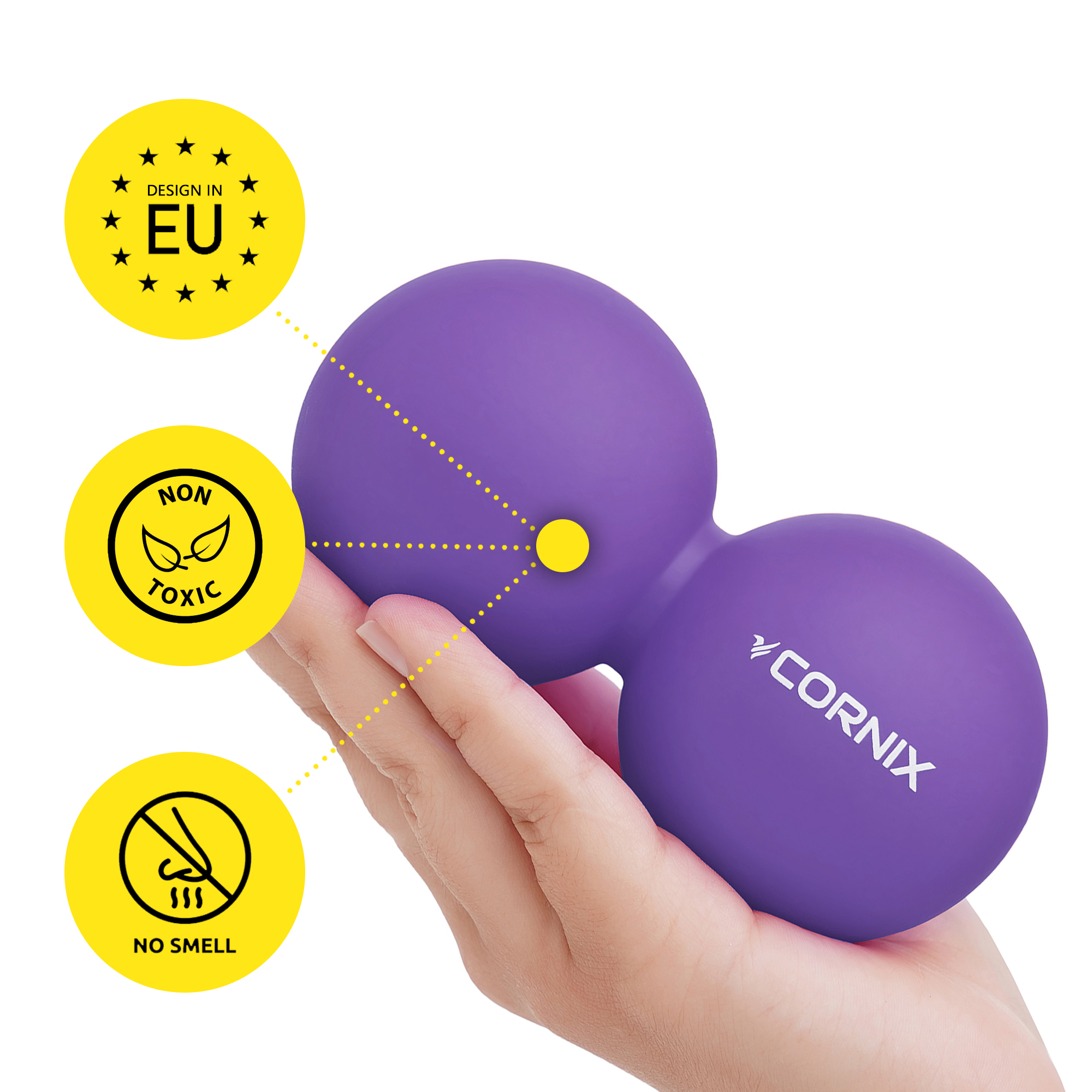 Масажний м'яч Cornix Lacrosse DuoBall 6.3 x 12.6 см XR-0114 Purple — фото 3