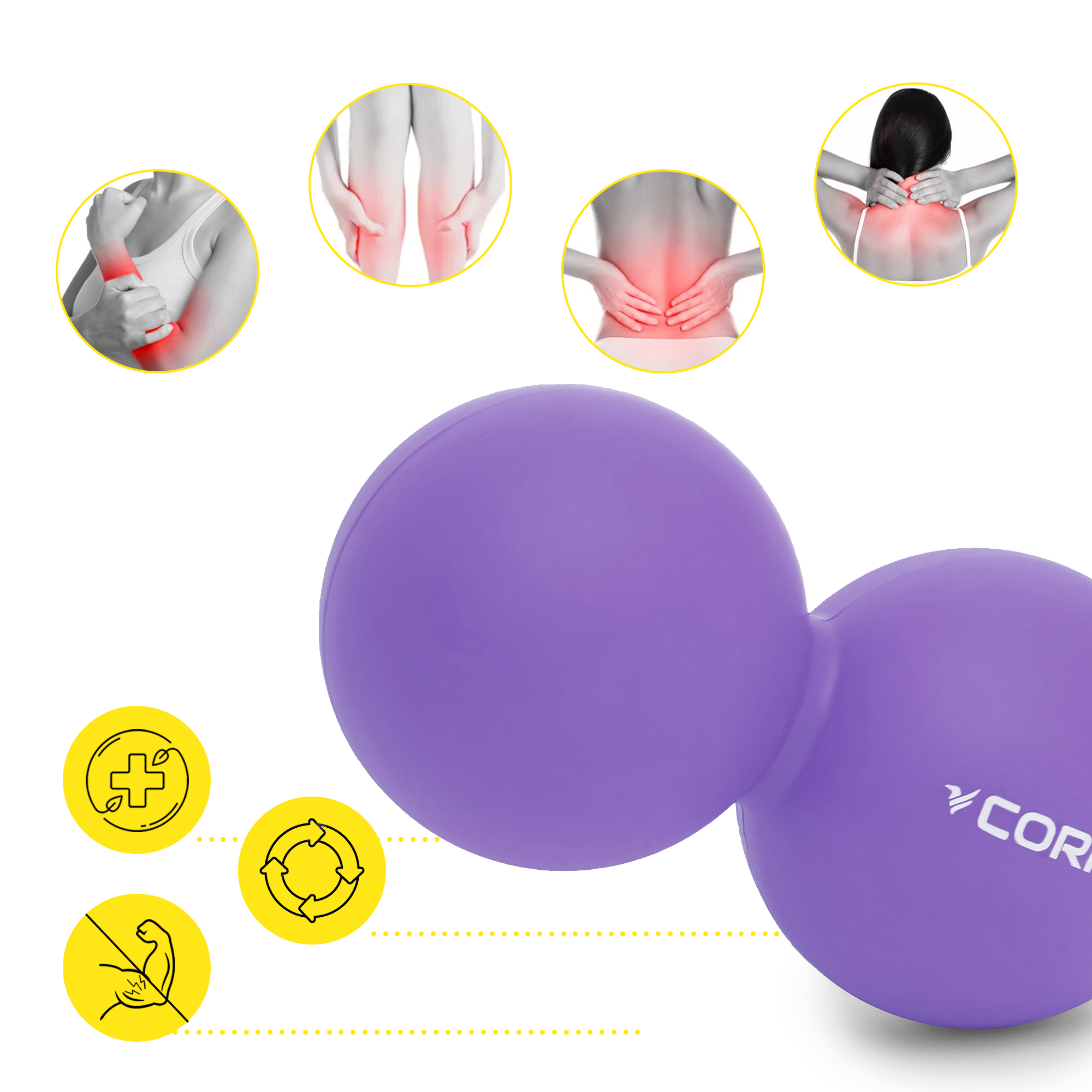 Масажний м'яч Cornix Lacrosse DuoBall 6.3 x 12.6 см XR-0114 Purple — фото 2