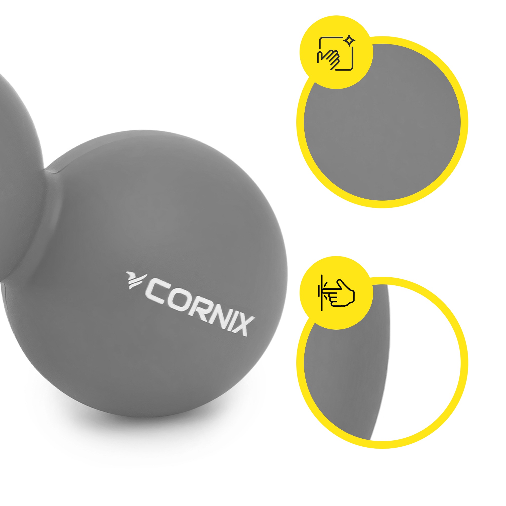 Масажний м'яч Cornix Lacrosse DuoBall 6.3 x 12.6 см XR-0115 Grey — фото 2
