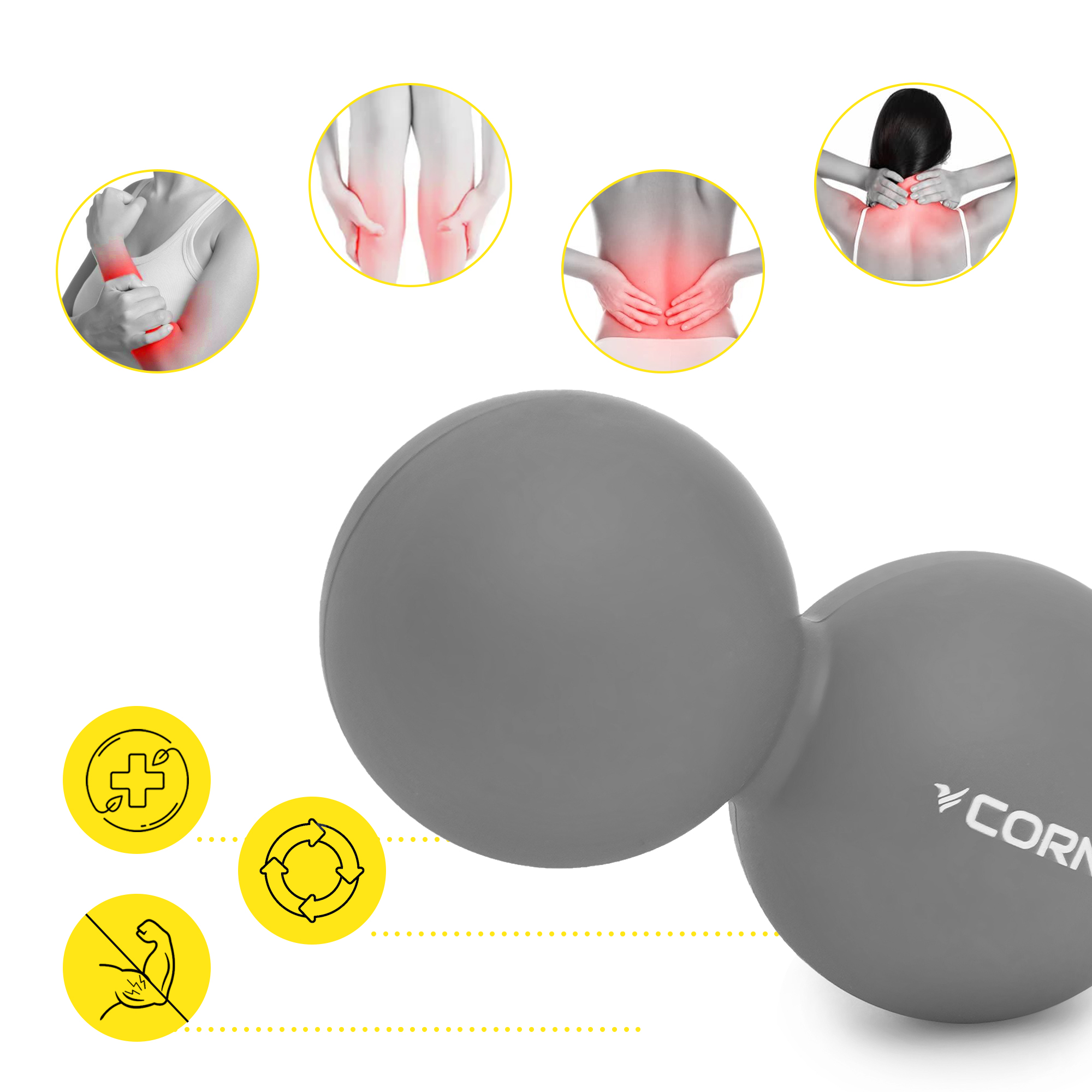 Масажний м'яч Cornix Lacrosse DuoBall 6.3 x 12.6 см XR-0115 Grey — фото 4