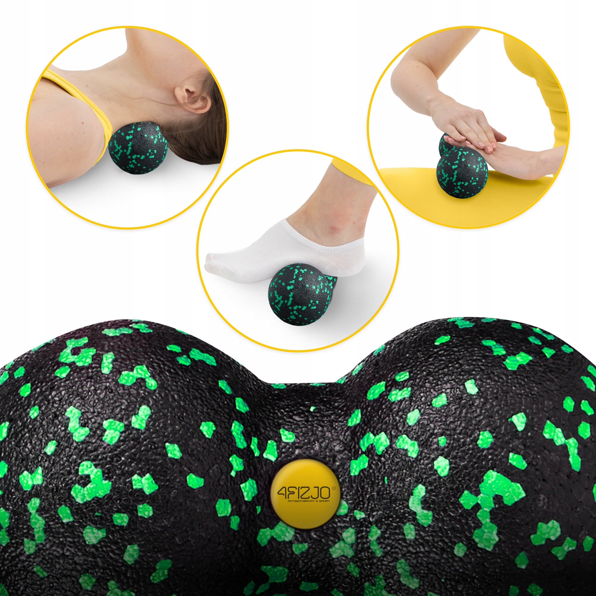 Масажний м'яч подвійний 4FIZJO EPP DuoBall 08 Black/Green (P-5907222931295) — фото 4