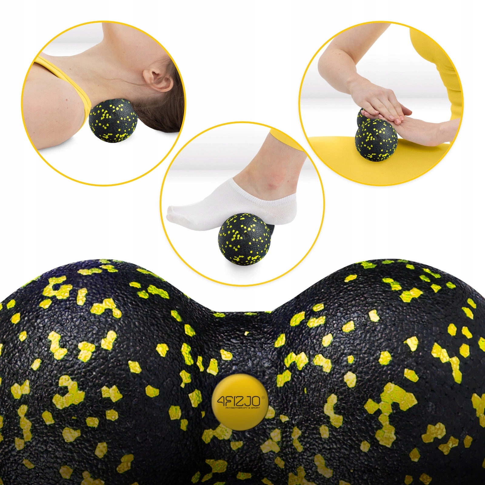 Масажний м'яч подвійний 4FIZJO EPP DuoBall 08 Black/Yellow (P-5907222931301) — фото 4