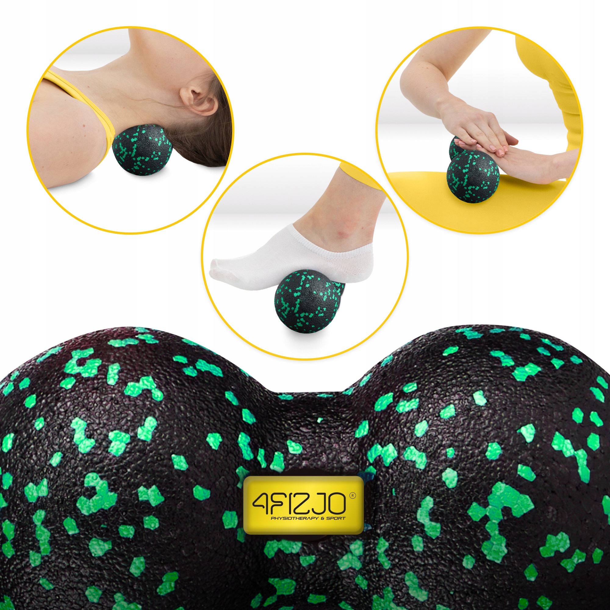 Масажний м'яч подвійний 4FIZJO EPP DuoBall 12 Black/Green (P-5907222931325) — фото 2