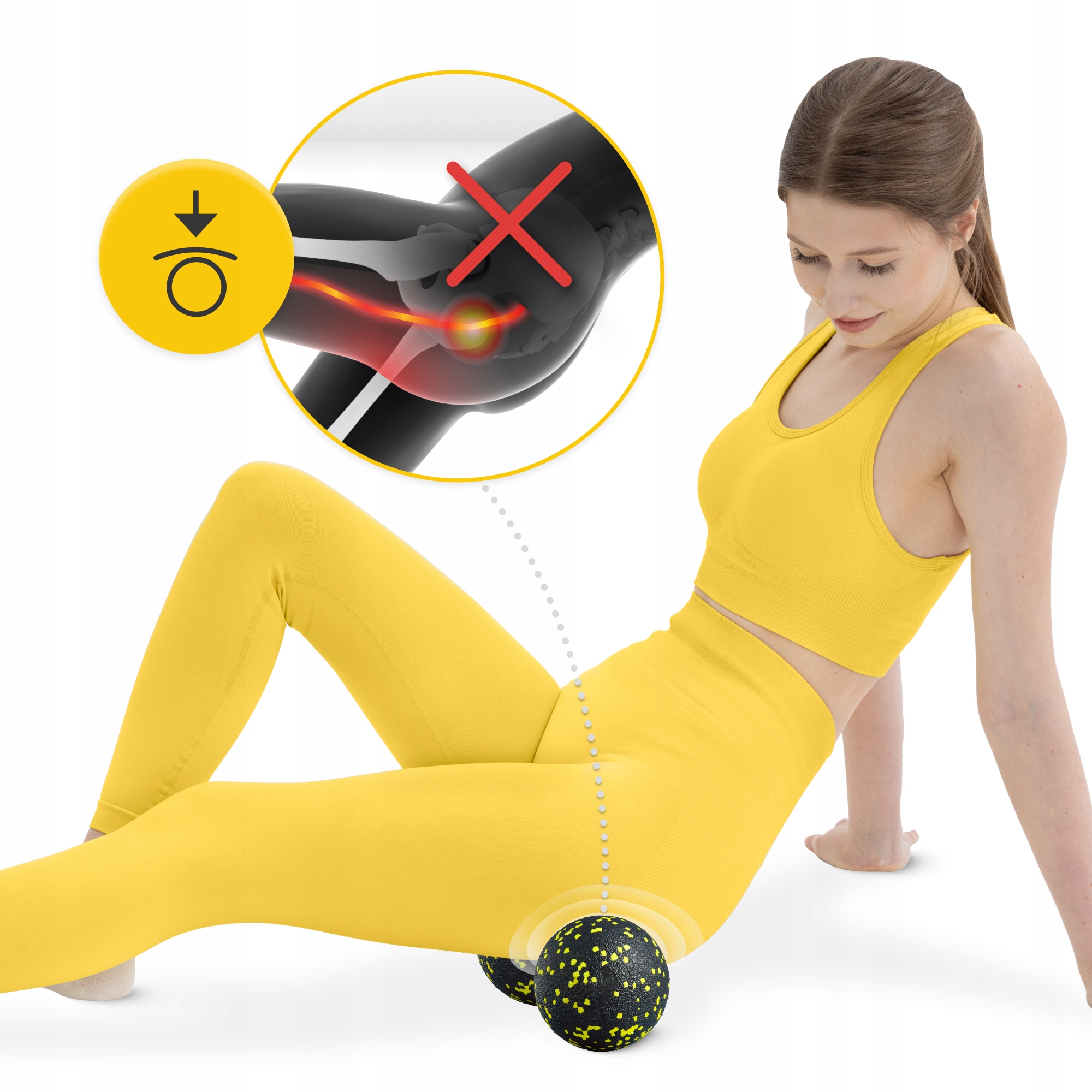 Масажний м'яч подвійний 4FIZJO EPP DuoBall 12 Black/Yellow (P-5907222931332) — фото 4