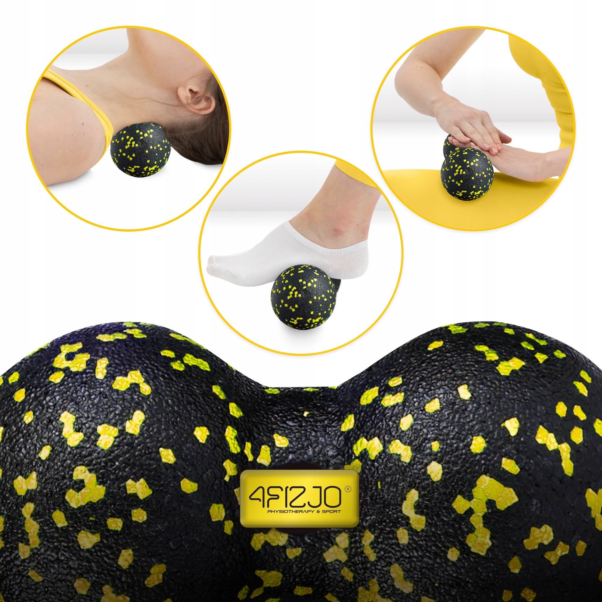 Масажний м'яч подвійний 4FIZJO EPP DuoBall 12 Black/Yellow (P-5907222931332) — мініатюра 7