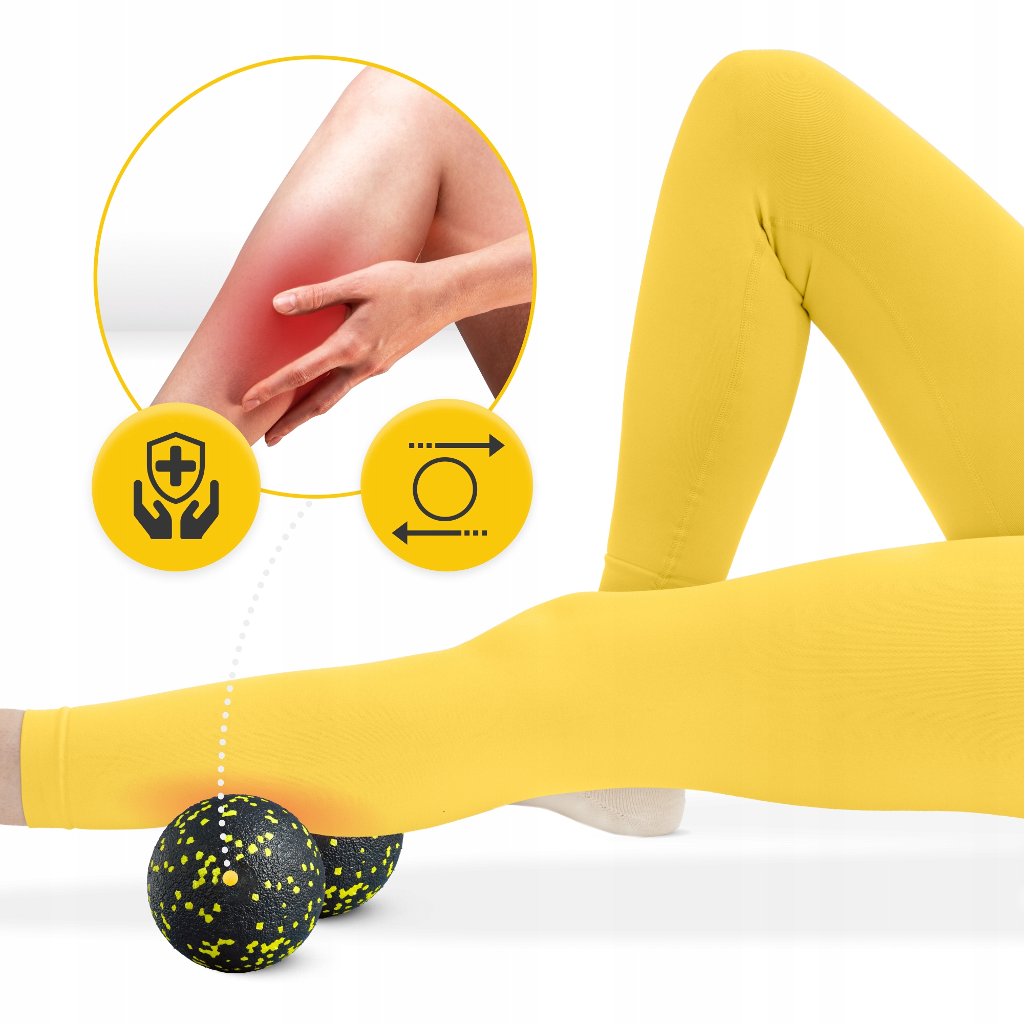 Масажний м'яч подвійний 4FIZJO EPP DuoBall 12 Black/Yellow (P-5907222931332) — фото 3
