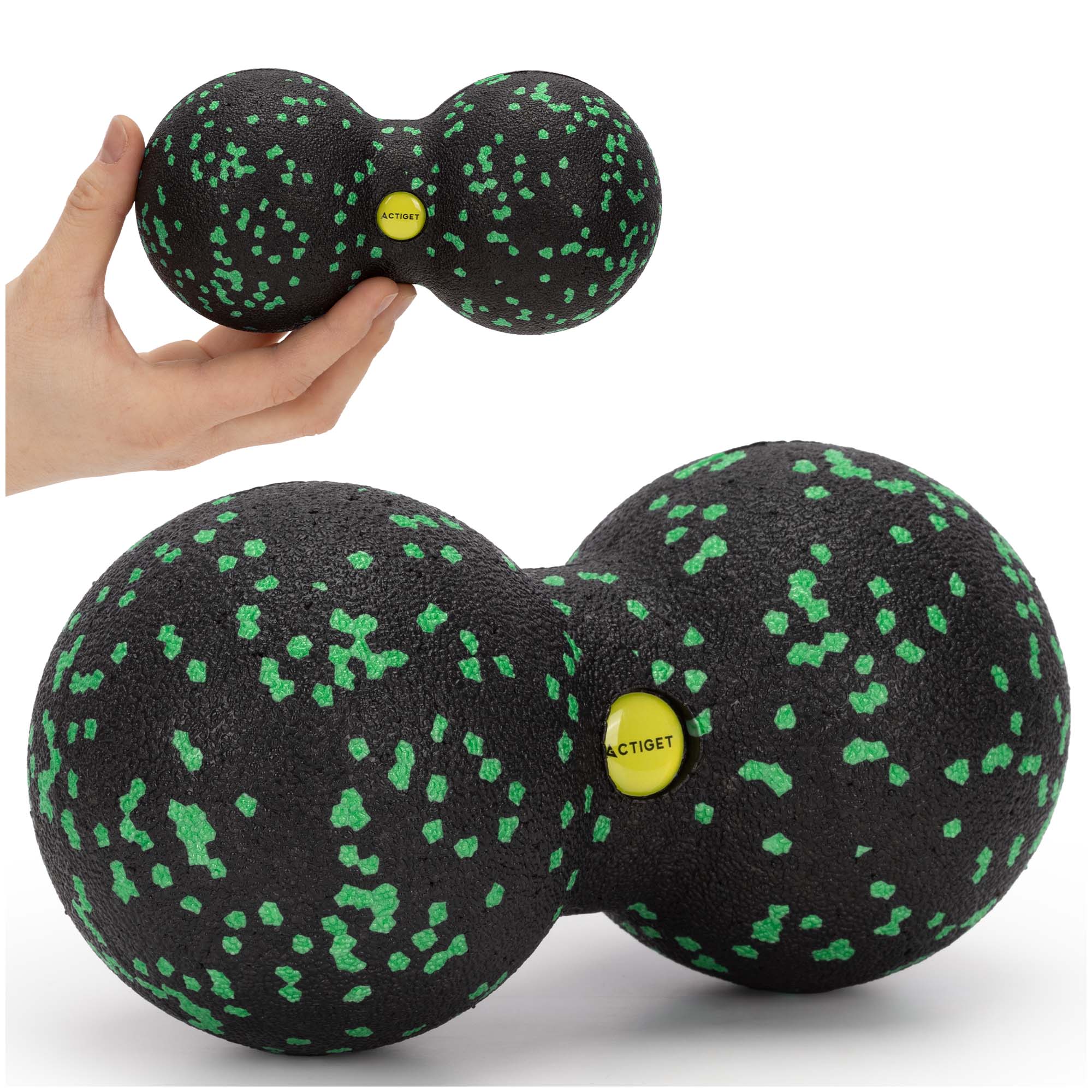 Масажний м'яч подвійний Actiget EPP 8 x 16 см ACT0098 Black/Green