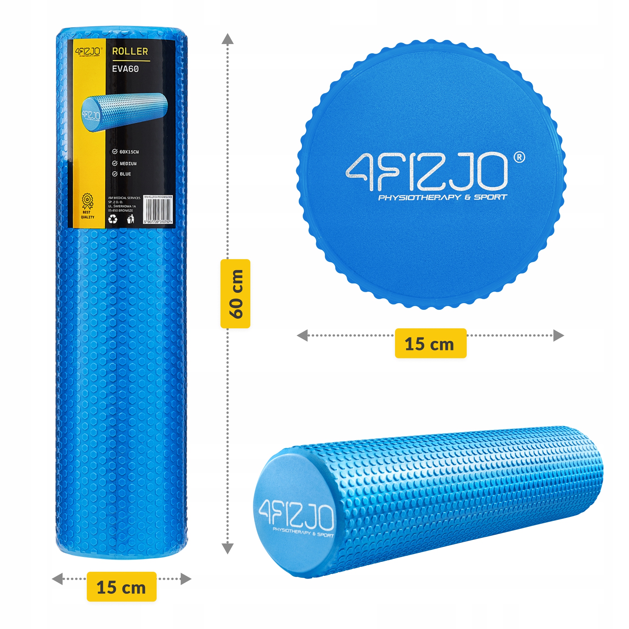 Масажний ролик 4FIZJO CARE+ EVA 60 x 15 см (валик, роллер) Blue (P-5907739310750) — мініатюра 10
