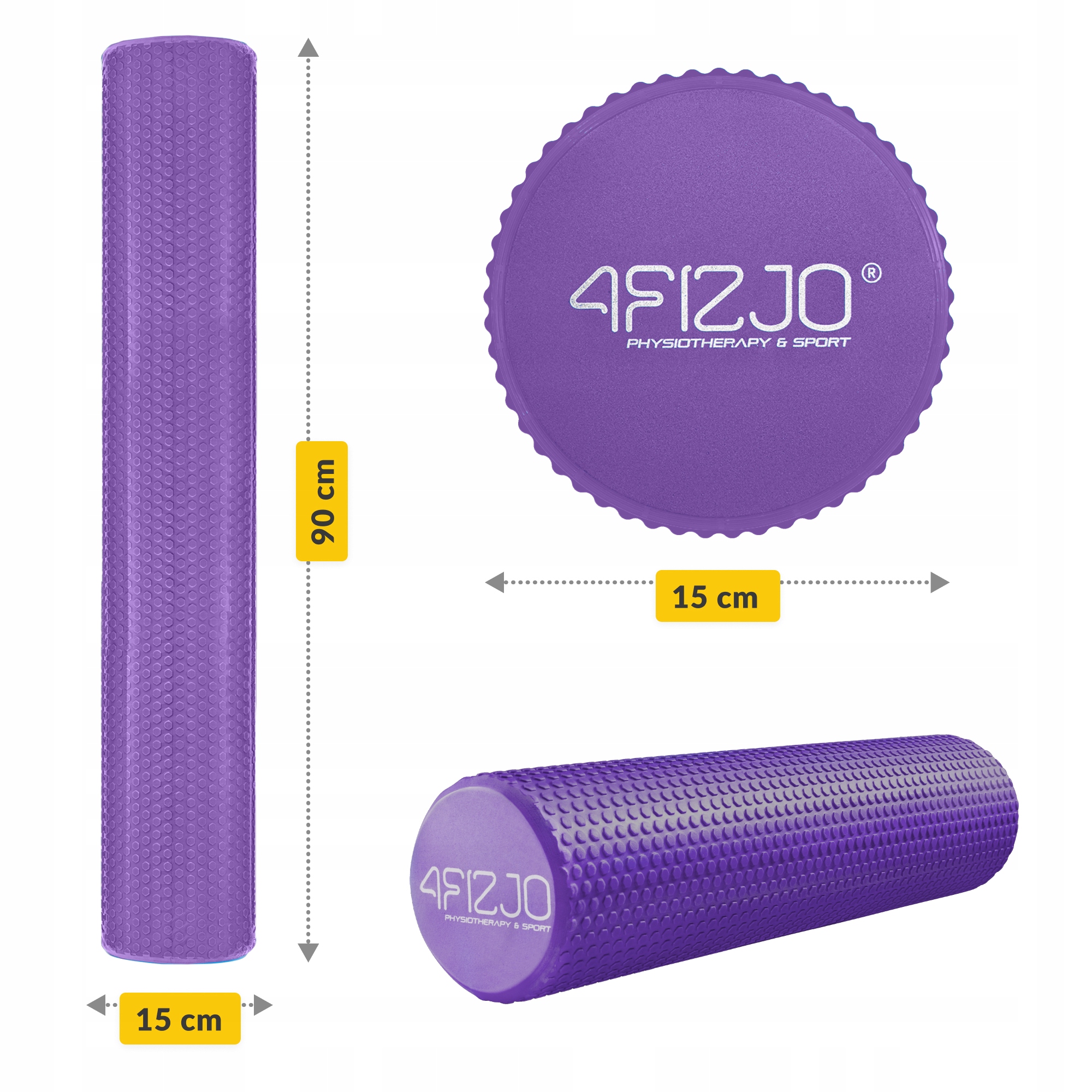 Масажний ролик 4FIZJO CARE+ EVA 90 x 15 см (валик, роллер) Purple (P-5907739314420) — мініатюра 7