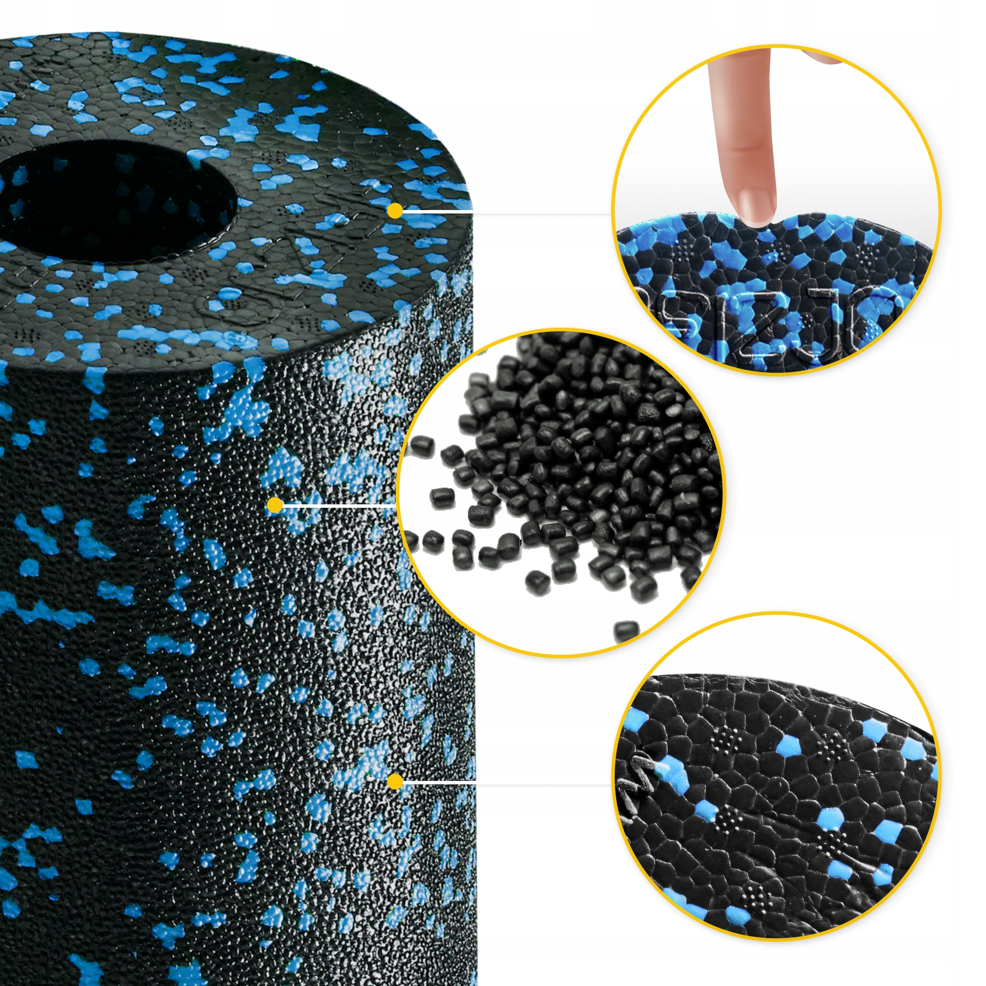 Масажний ролик 4FIZJO EPP PRO+ 33 x 14 см (валик, роллер) гладкий Black/Blue (P-5907222931417) — мініатюра 7